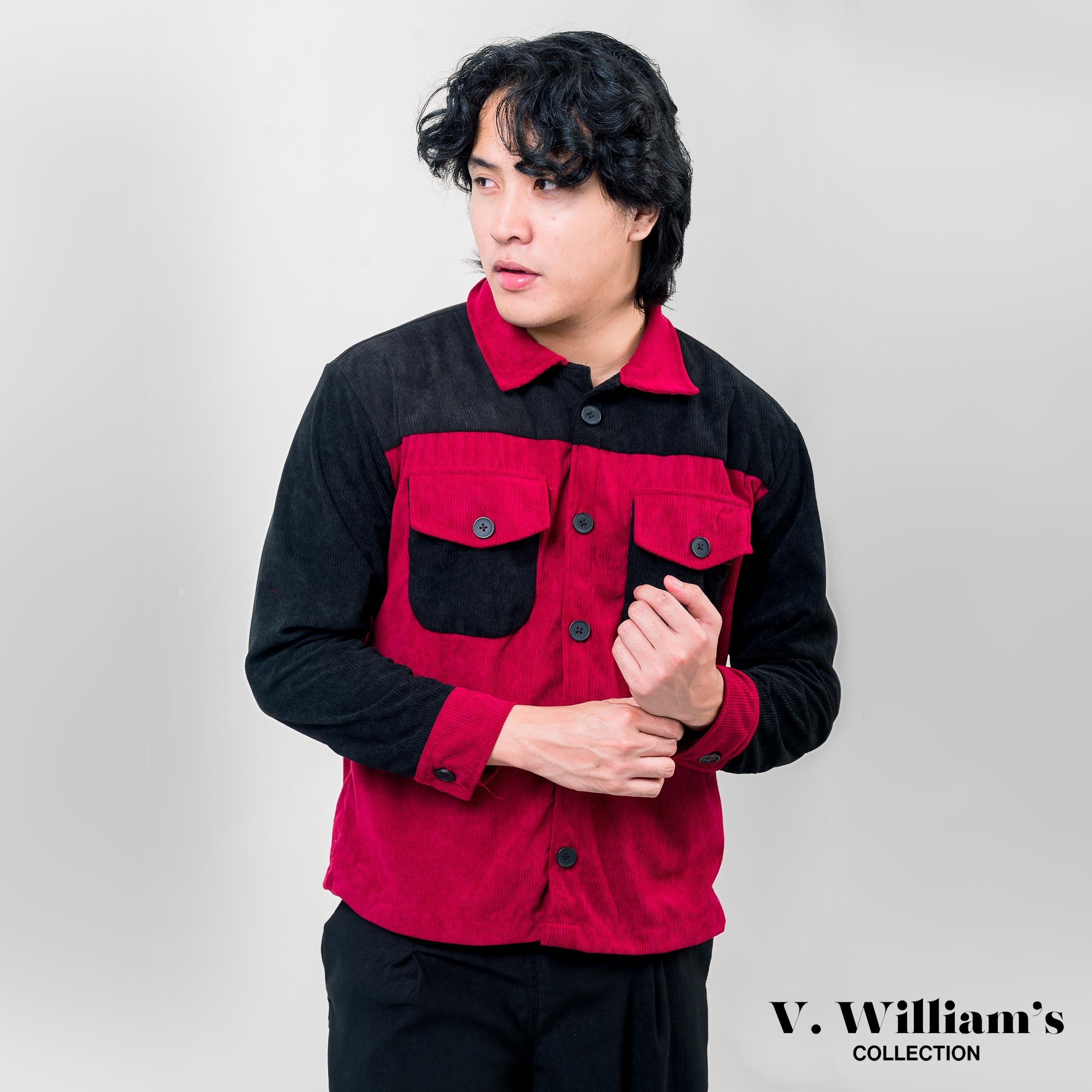 V. William's Curduroy Two-Tone Jacket Long Sleeves