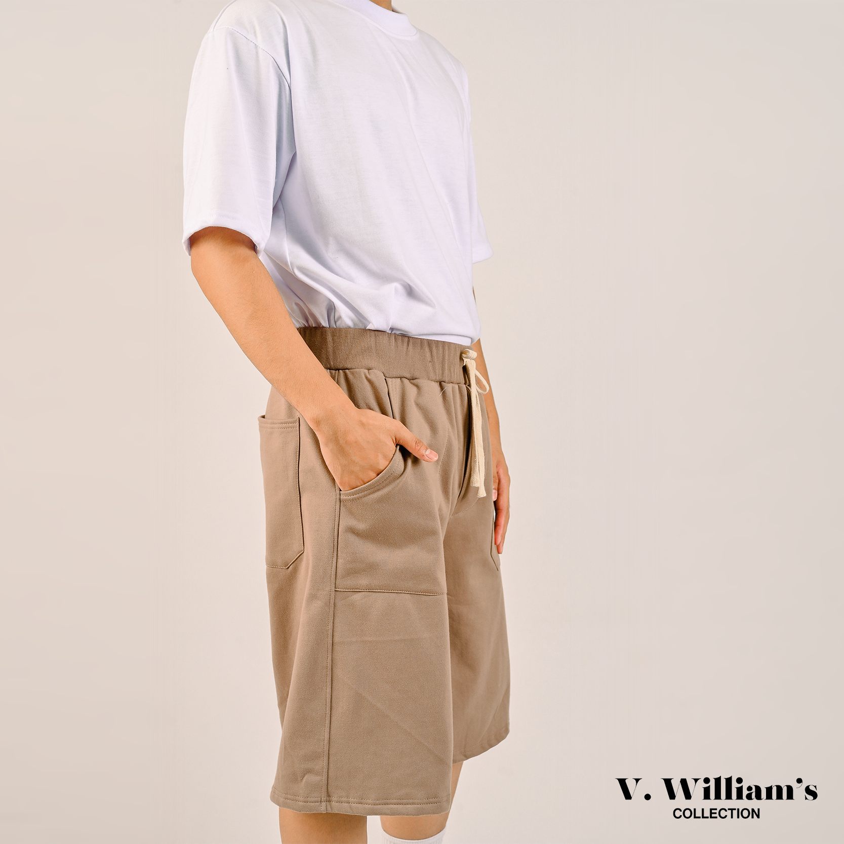 V. William's 350GSM Cotton Terry Knife Shorts with Rib knitted Waistband