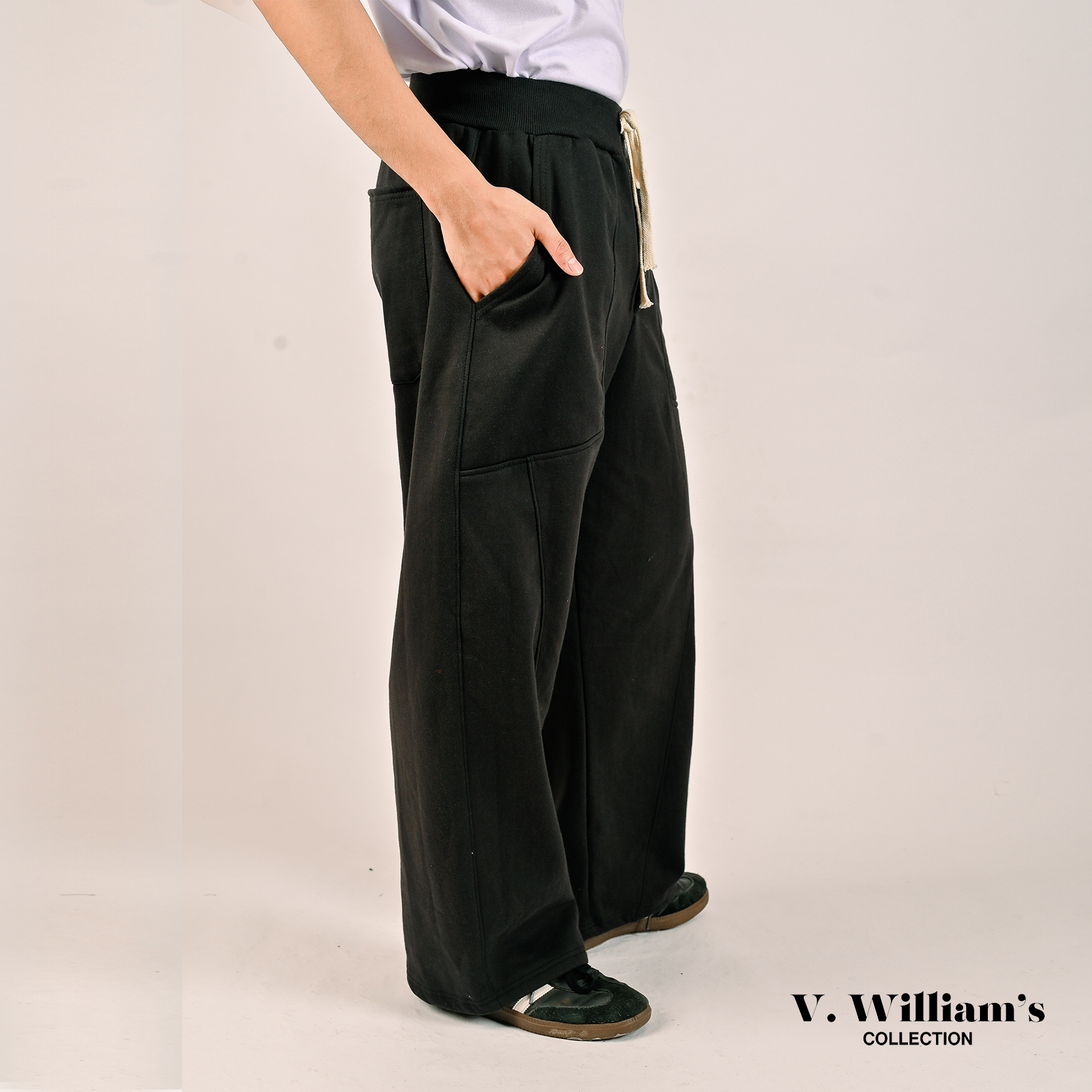 V. William's 350 GSM Cotton Terry Knife Pants with Rib knitted Waistband