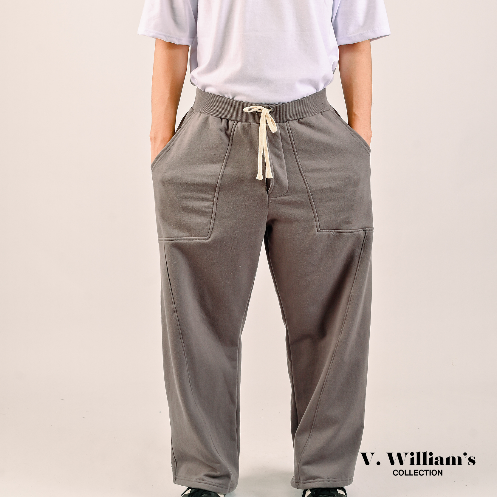 V. William's 350 GSM Cotton Terry Knife Pants with Rib knitted Waistband