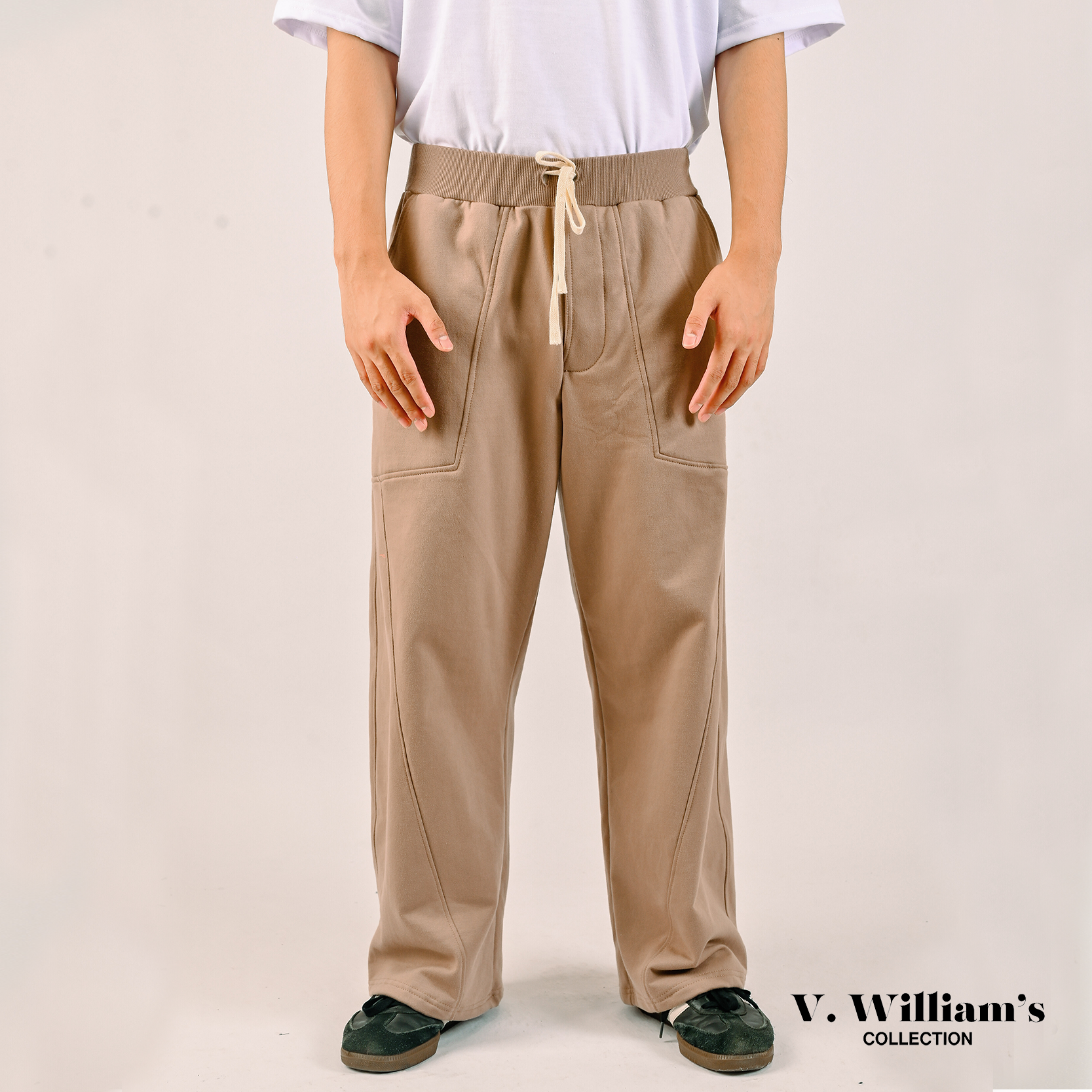 V. William's 350 GSM Cotton Terry Knife Pants with Rib knitted Waistband