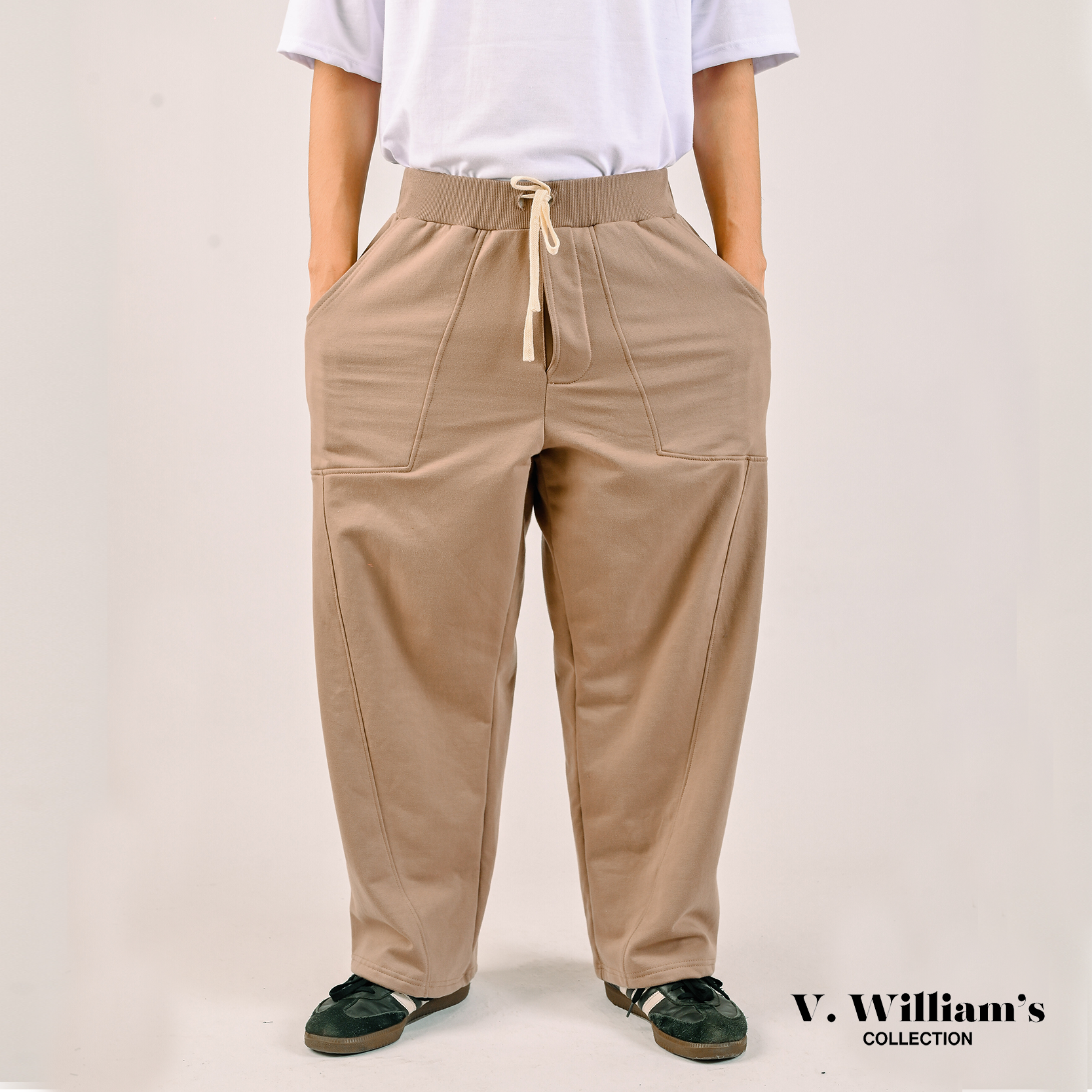 V. William's 350 GSM Cotton Terry Knife Pants with Rib knitted Waistband