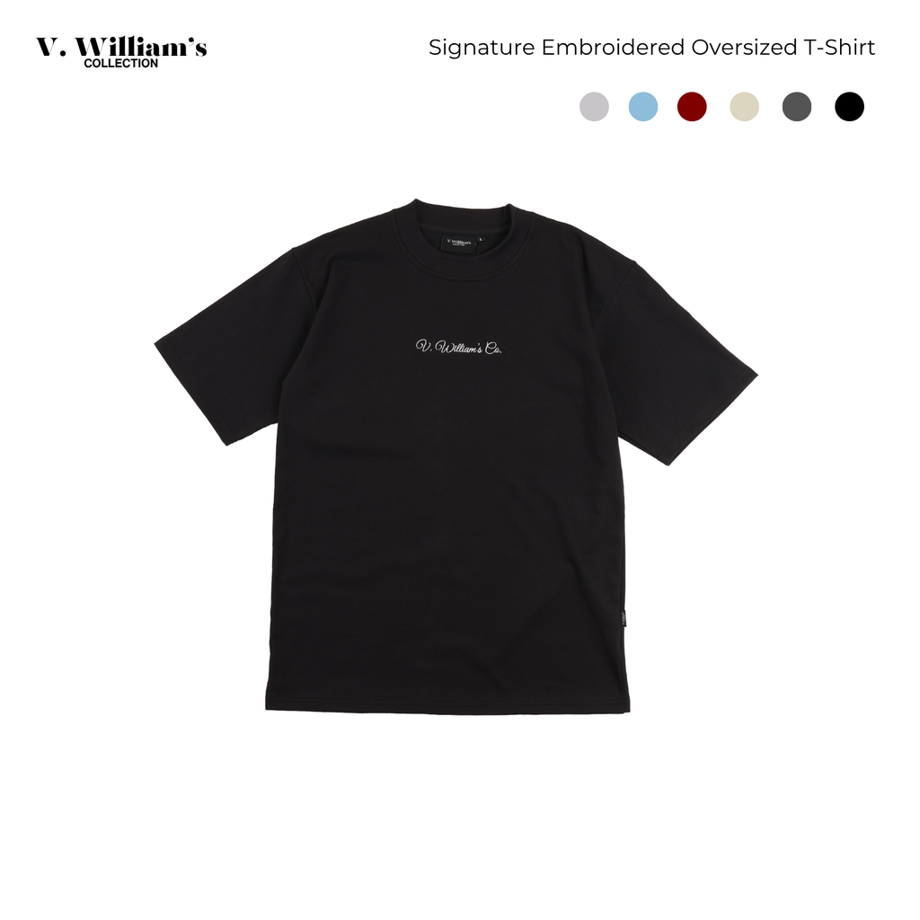 V. William's Signature Embroidered Oversized T-Shirt