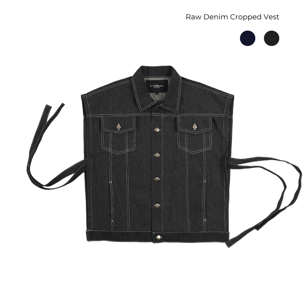 V. William's Raw Denim Cropped Vest