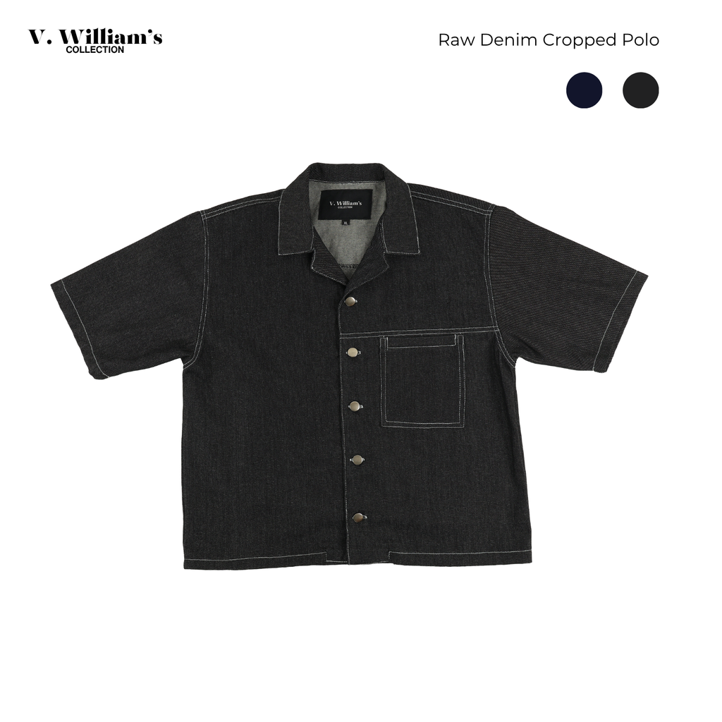 V. William's Raw Denim Cropped Polo