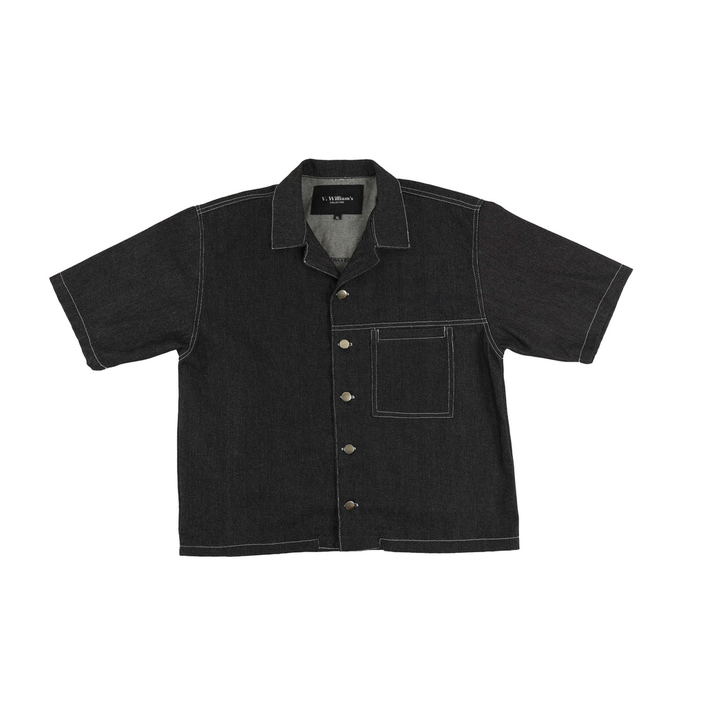V. William's Raw Denim Cropped Polo