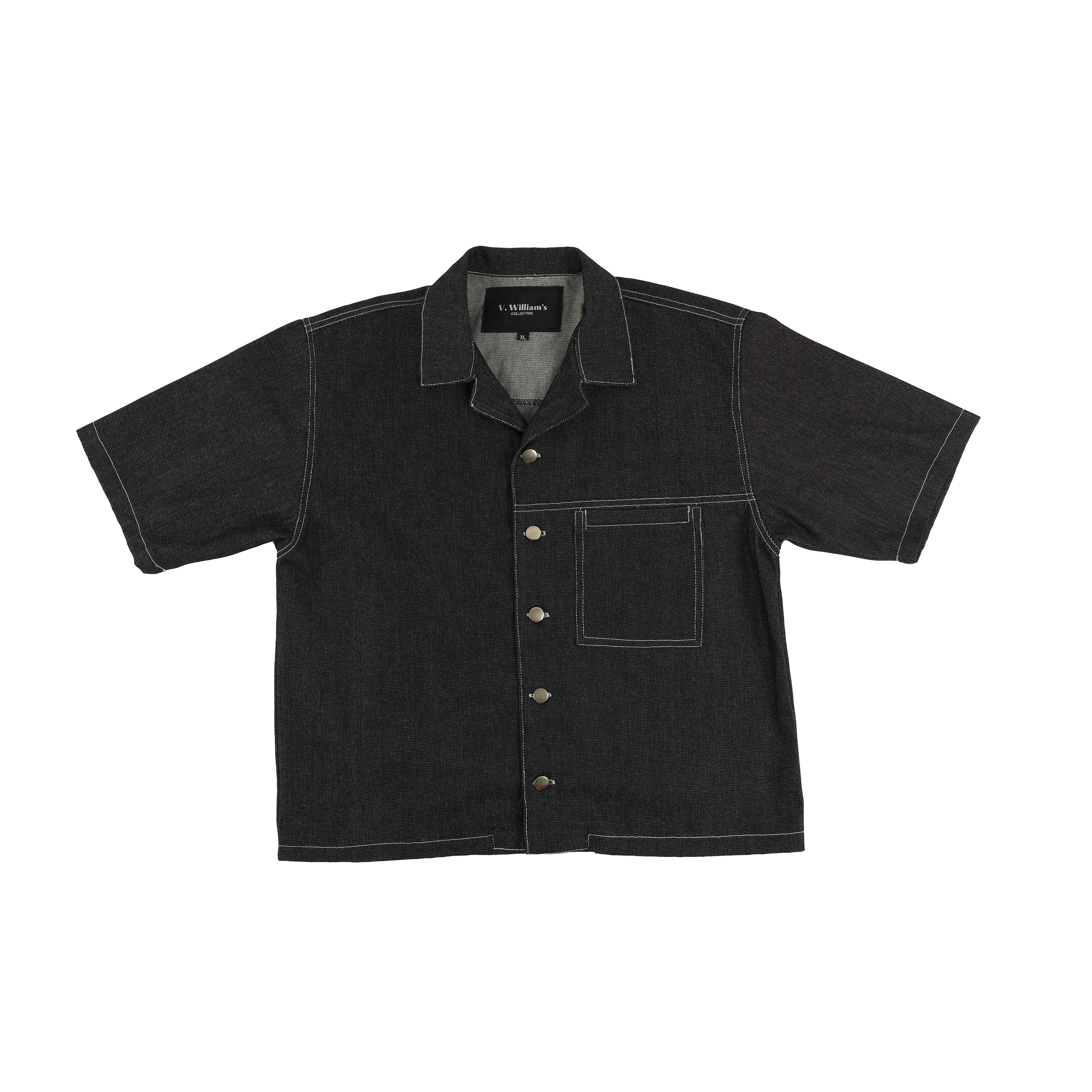 V. William's Raw Denim Cropped Polo