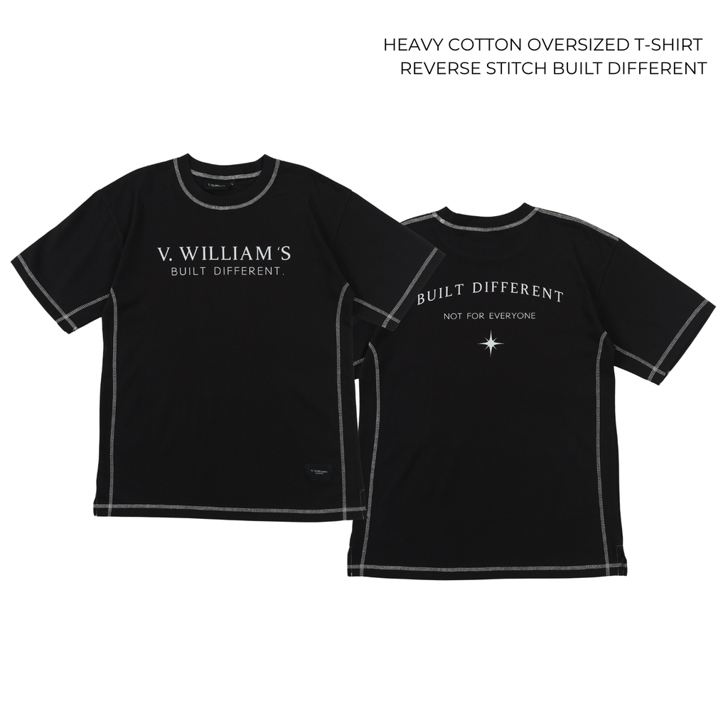 V. William's Heavy Cotton Oversized T-Shirt Reverse Stitch Graphic Front & Back Design