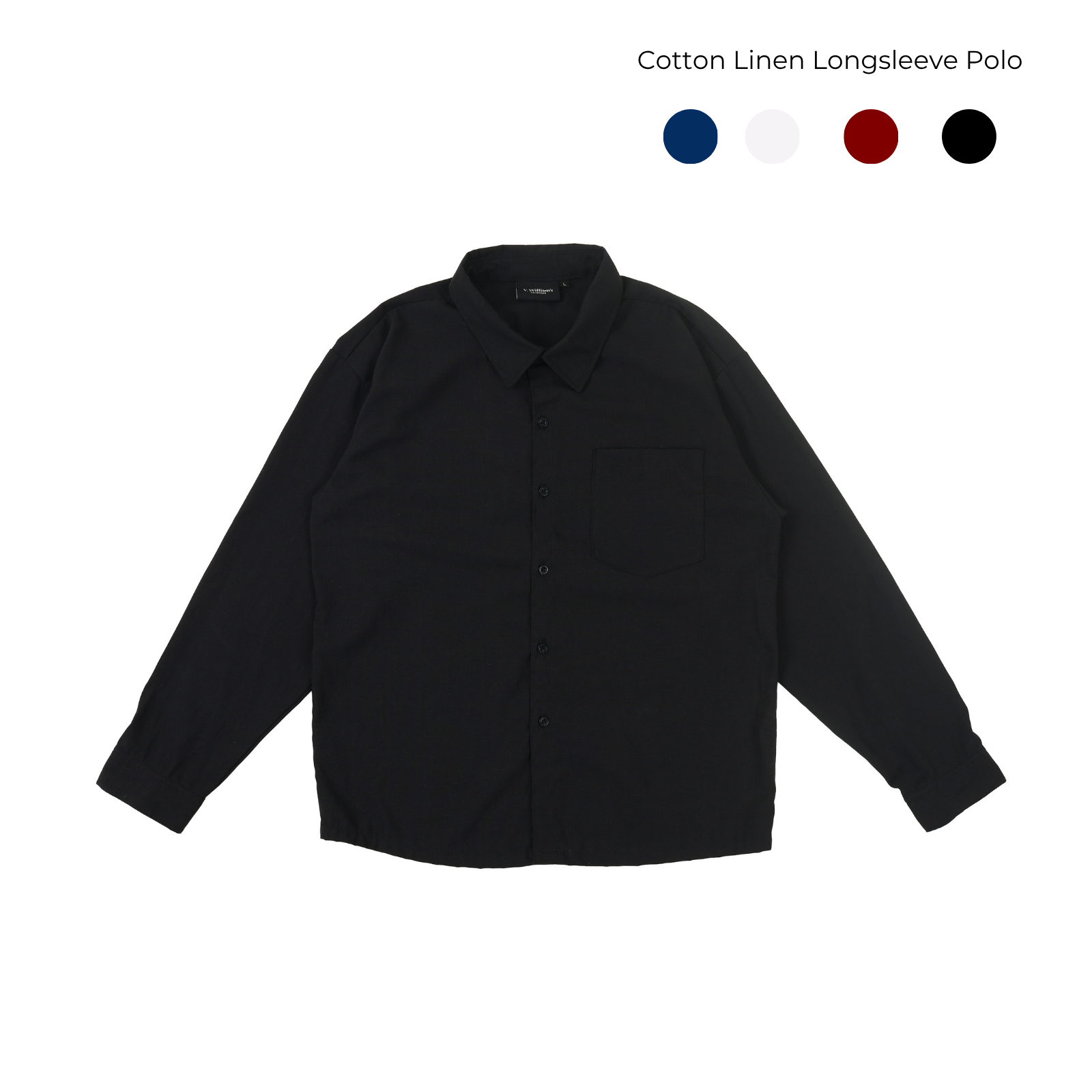 V. William's Cotton Linen Longsleeve Polo