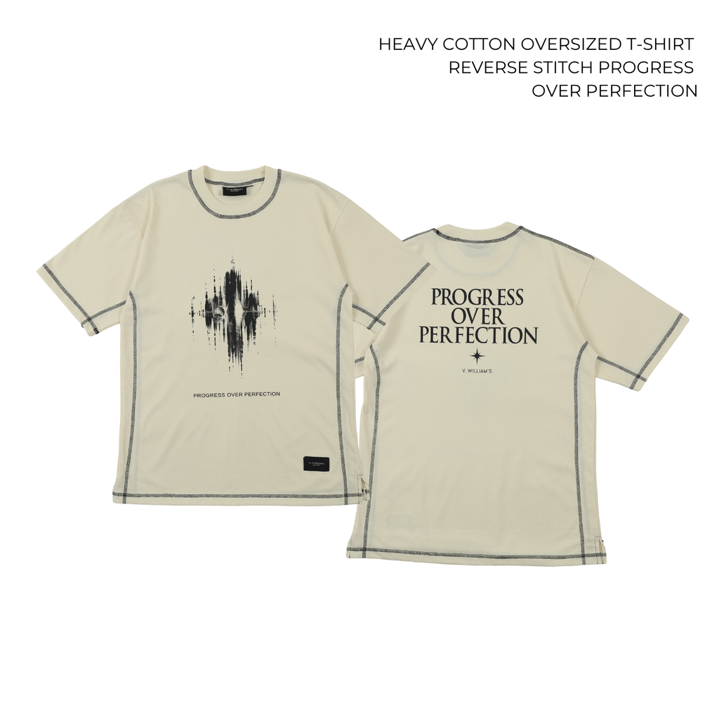 V. William's Heavy Cotton Oversized T-Shirt Reverse Stitch Graphic Front & Back Design