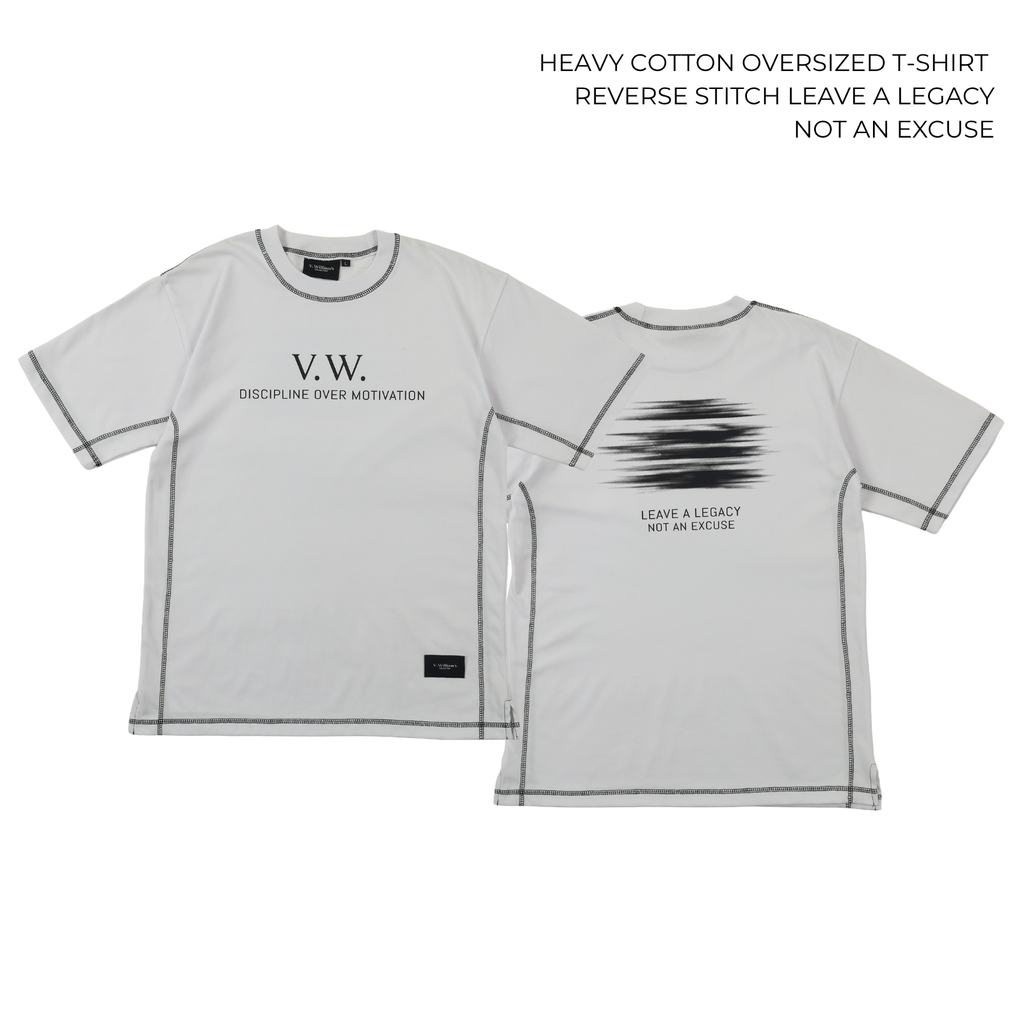 V. William's Heavy Cotton Oversized T-Shirt Reverse Stitch Graphic Front & Back Design