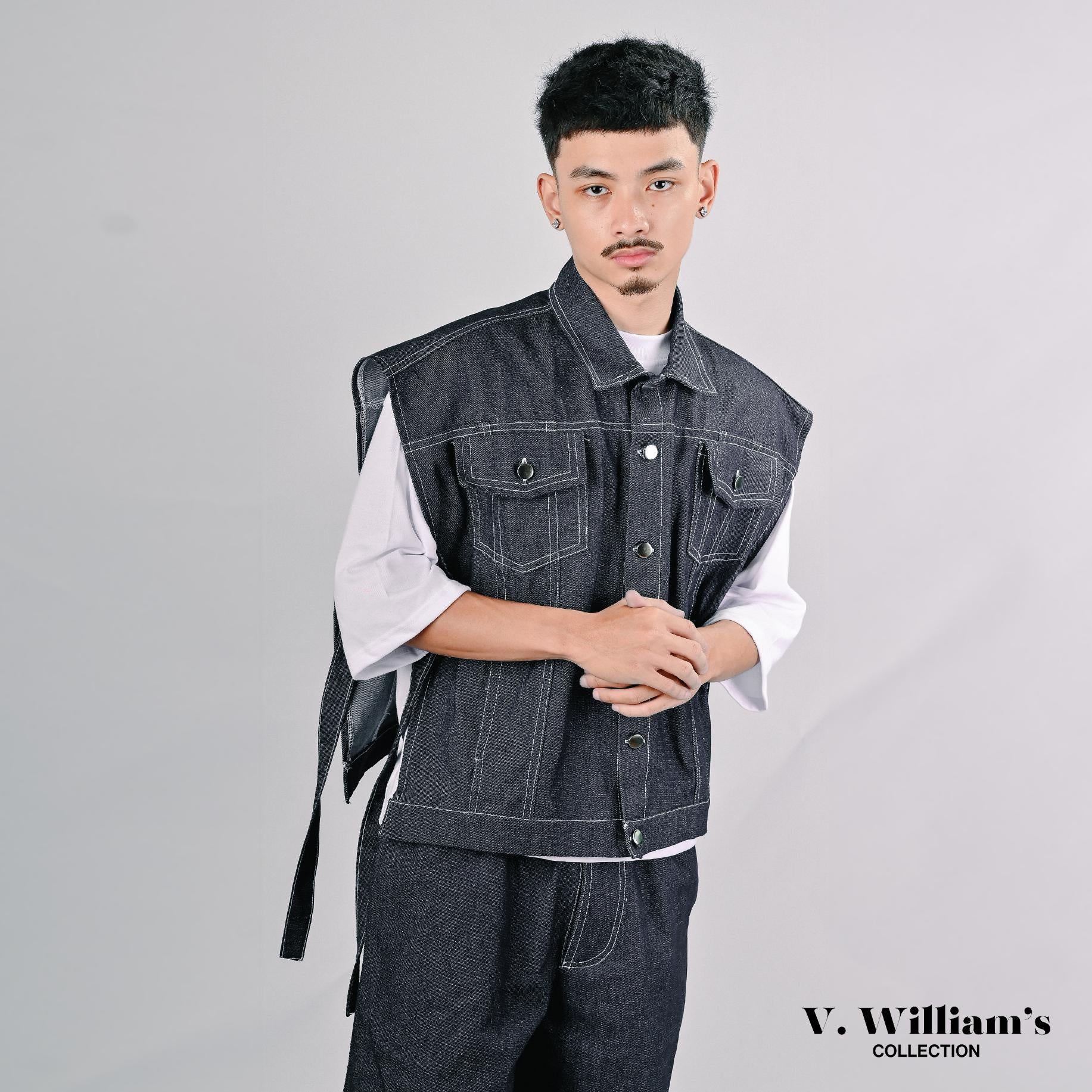 V. William's Raw Denim Cropped Vest