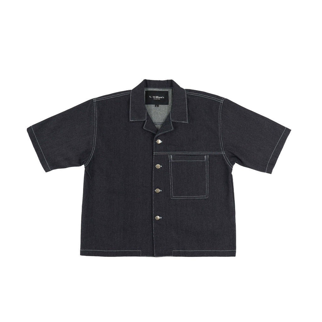 V. William's Raw Denim Cropped Polo