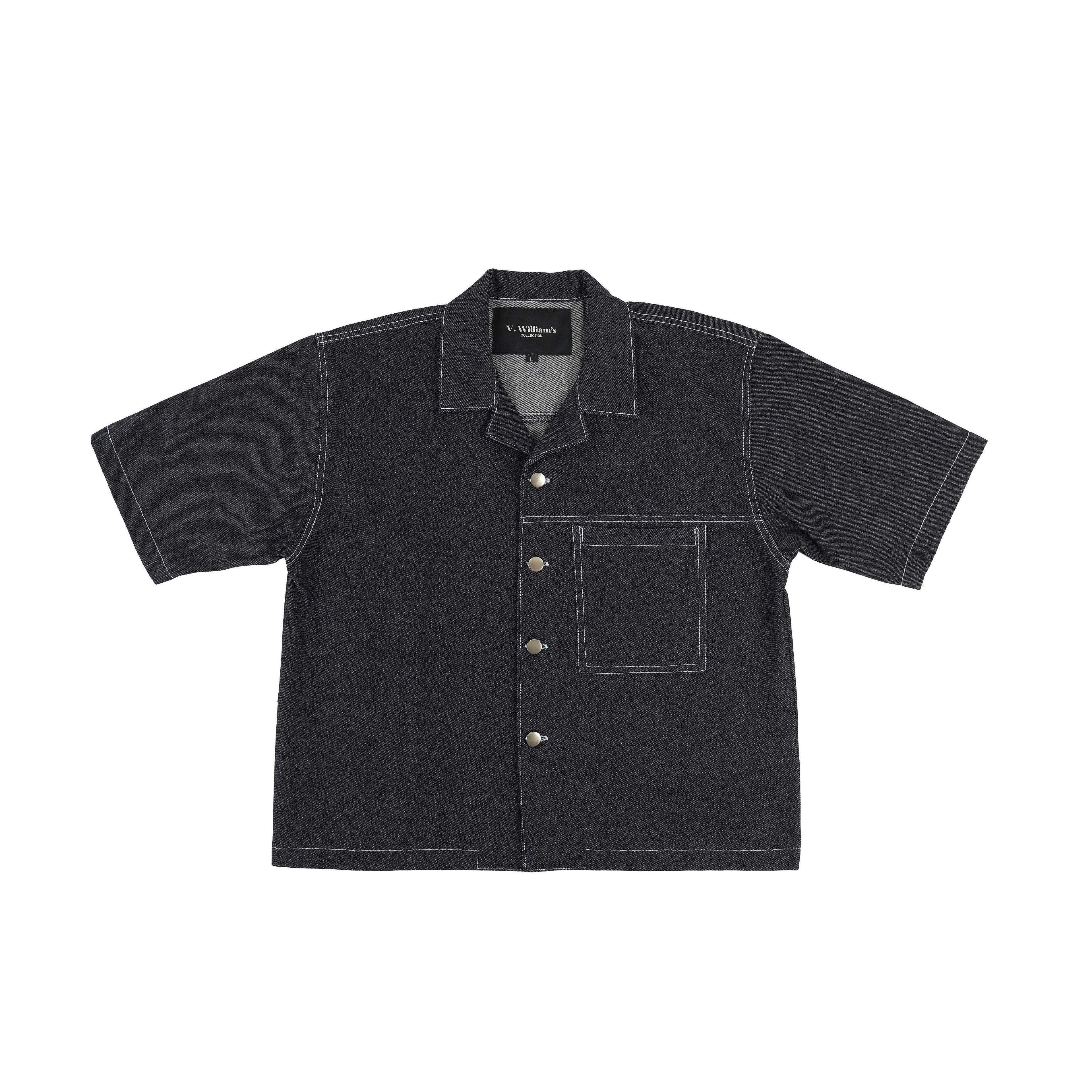 V. William's Raw Denim Cropped Polo