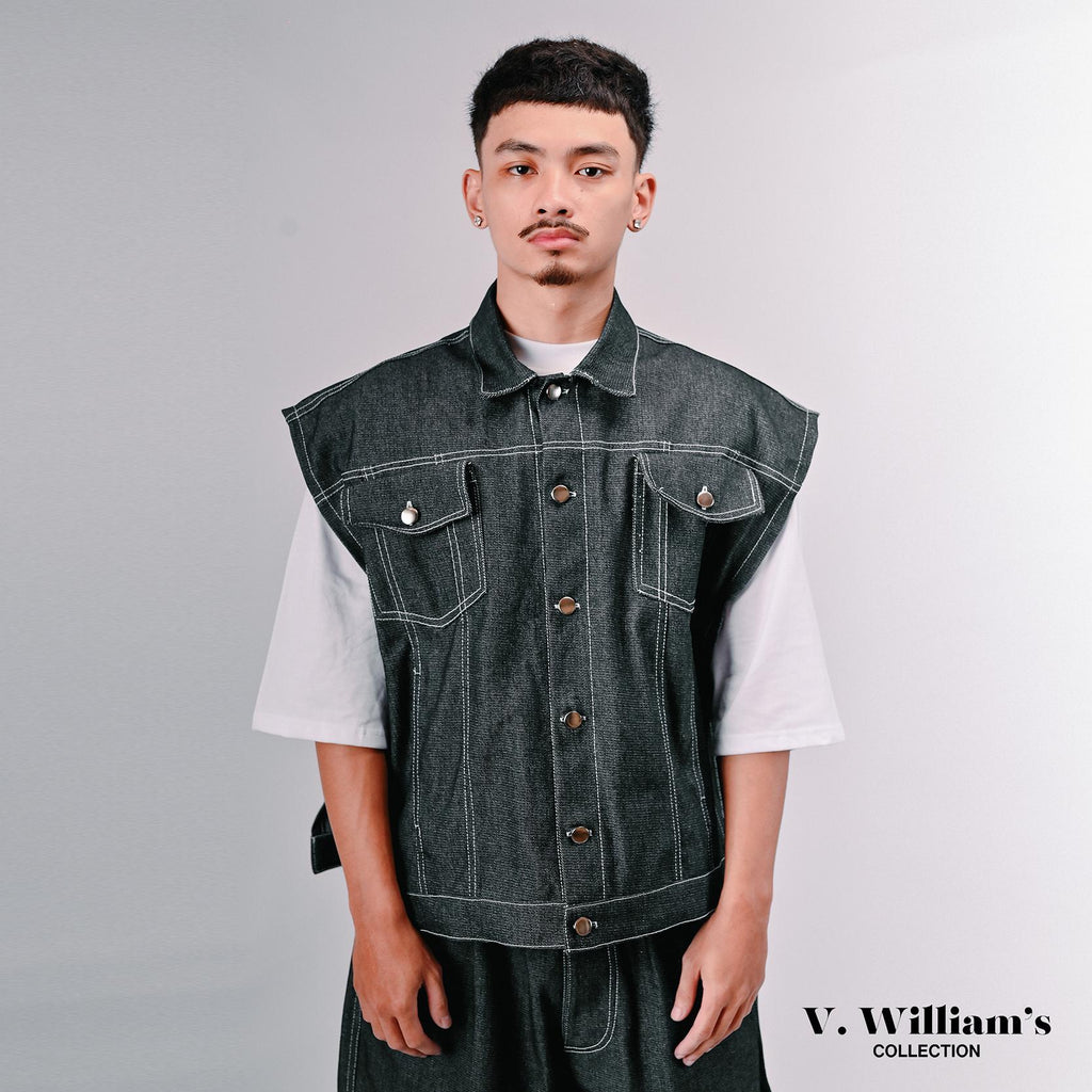 V. William's Raw Denim Cropped Vest