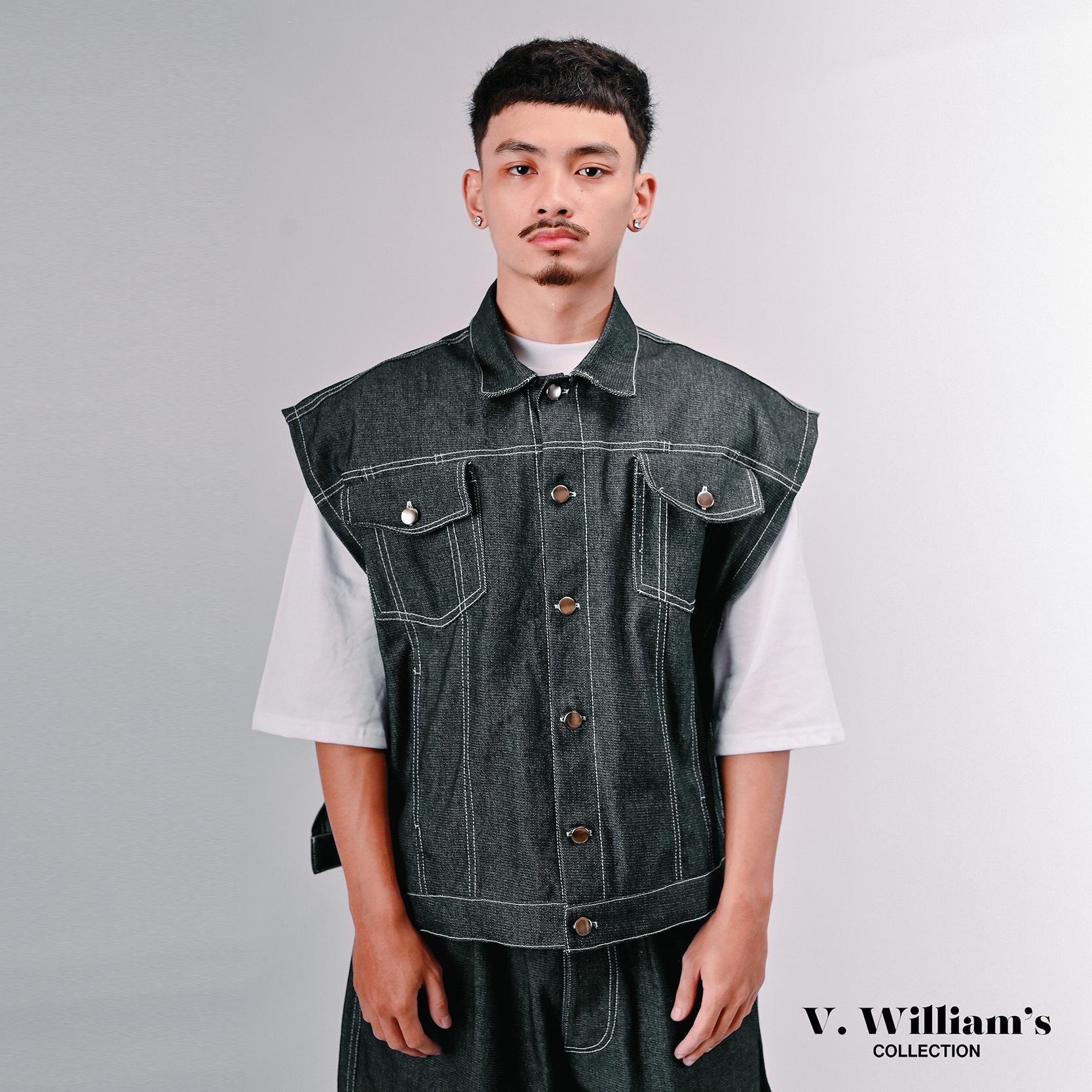 V. William's Raw Denim Cropped Vest