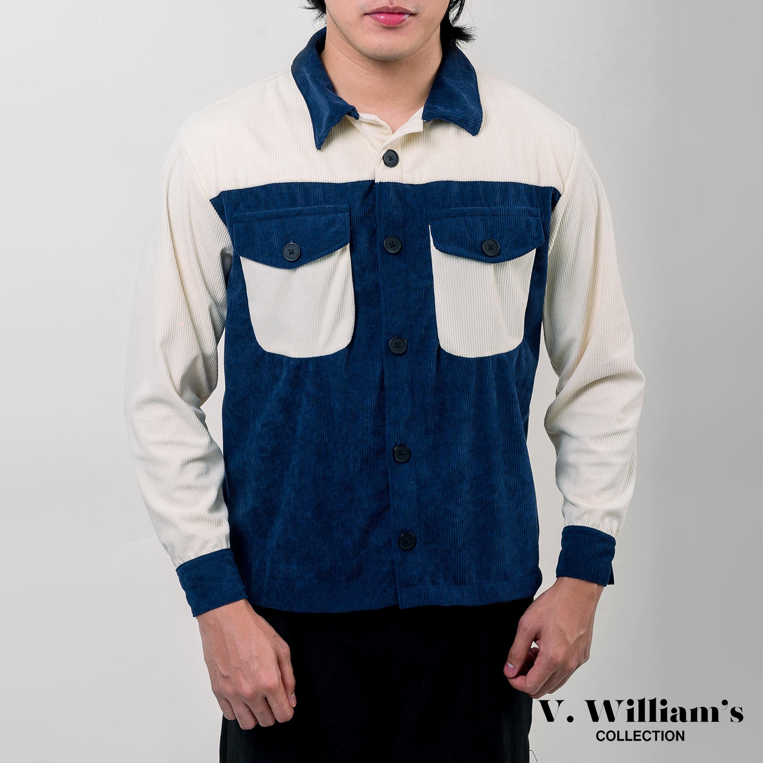 V. William's Curduroy Two-Tone Jacket Long Sleeves