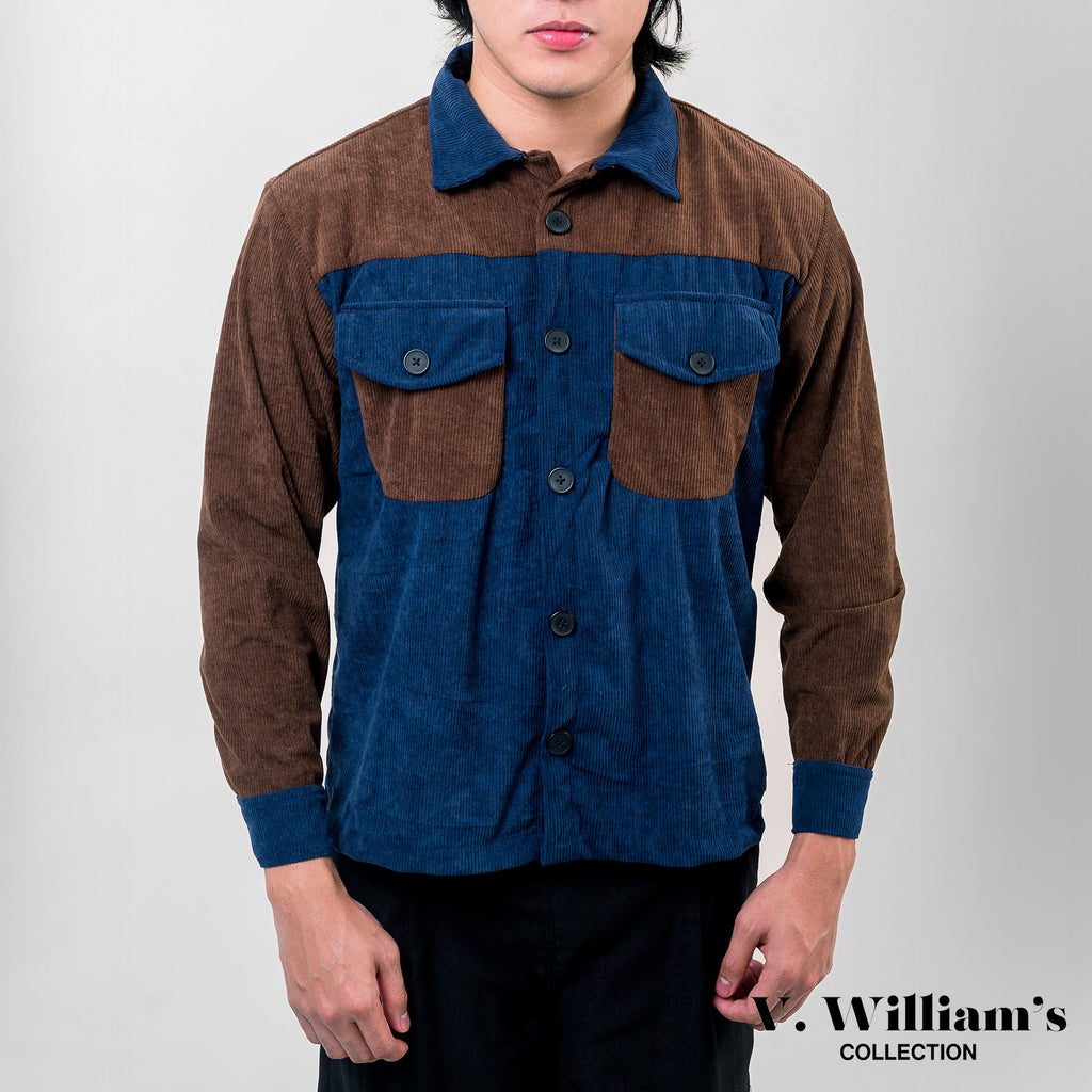 V. William's Curduroy Two-Tone Jacket Long Sleeves