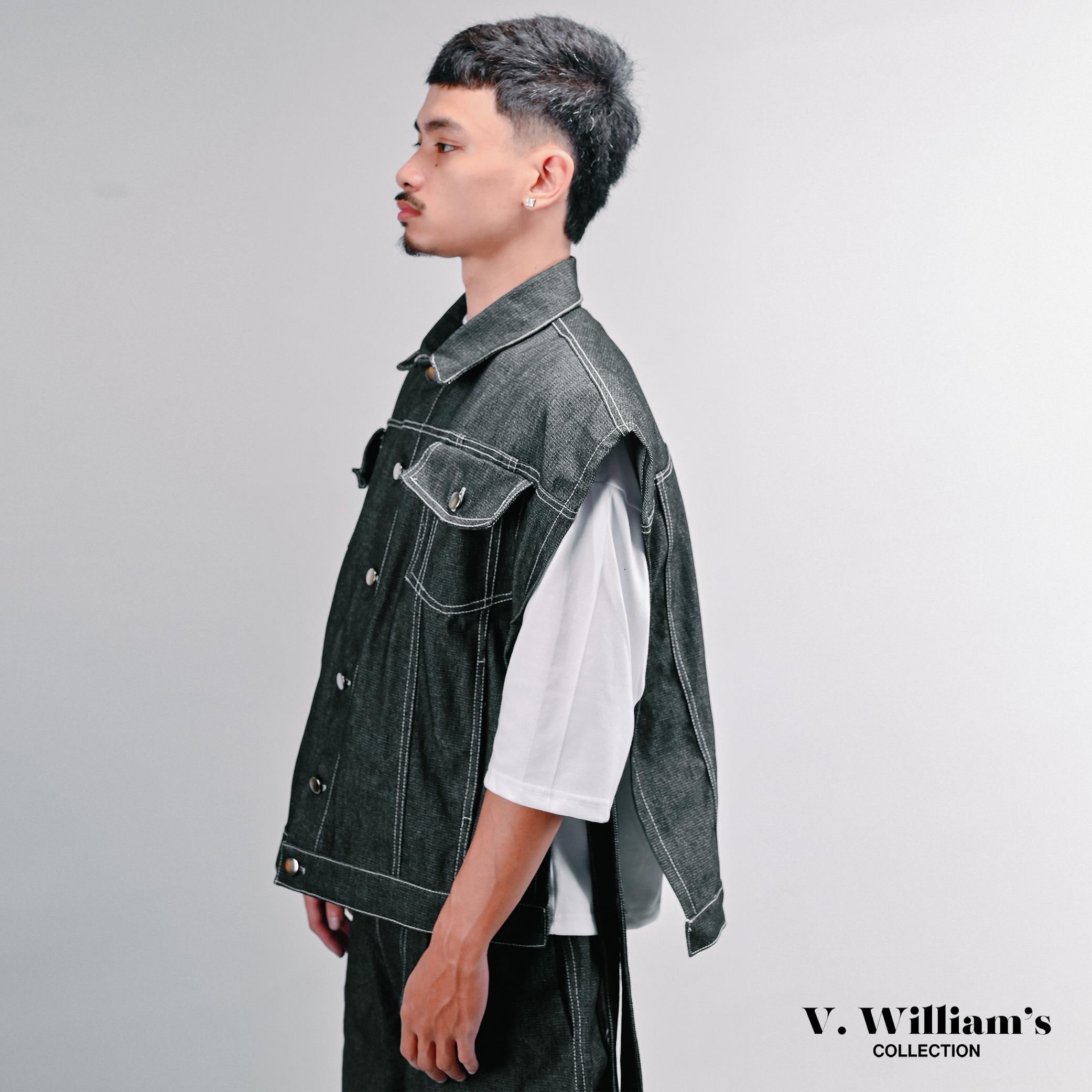 V. William's Raw Denim Cropped Vest
