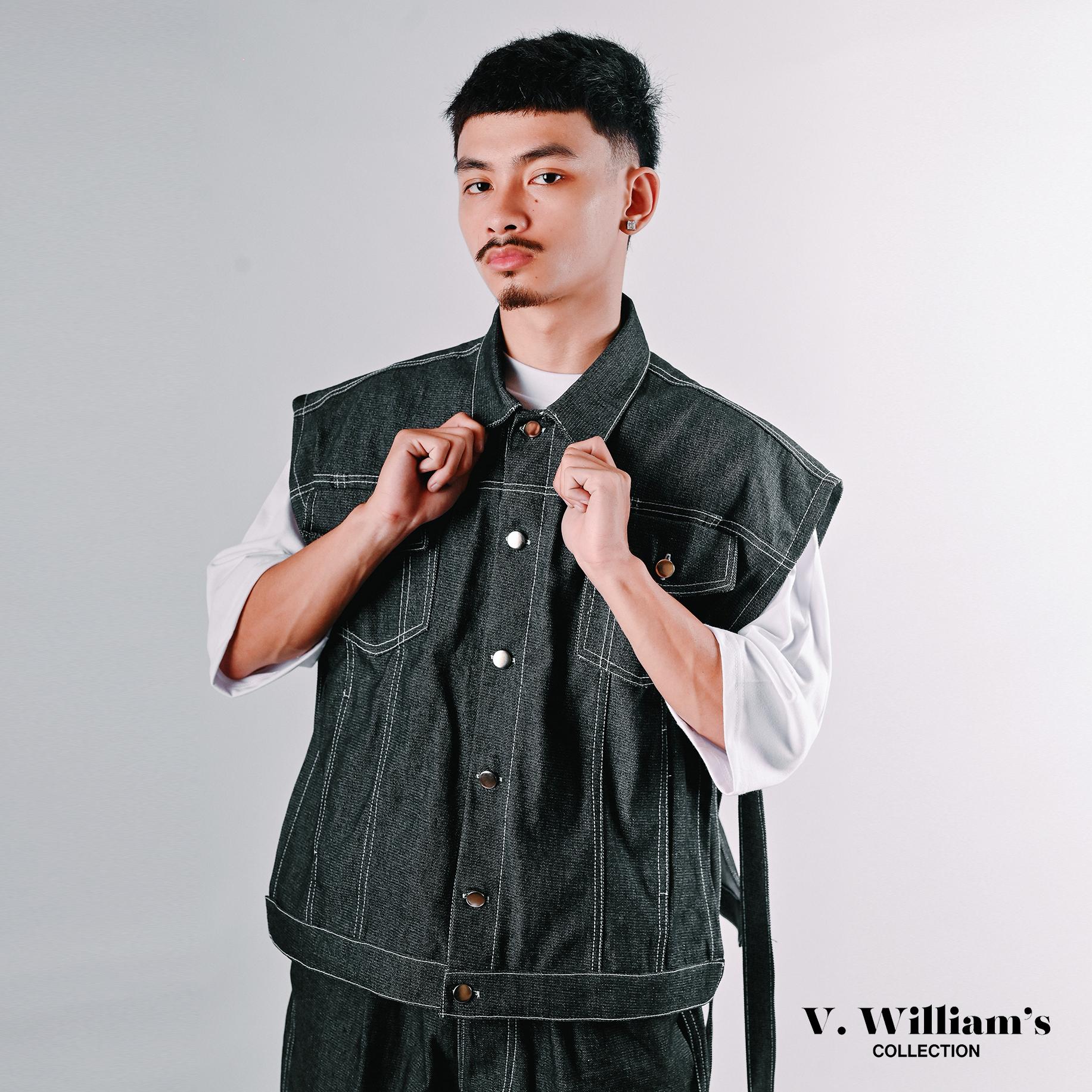 V. William's Raw Denim Cropped Vest