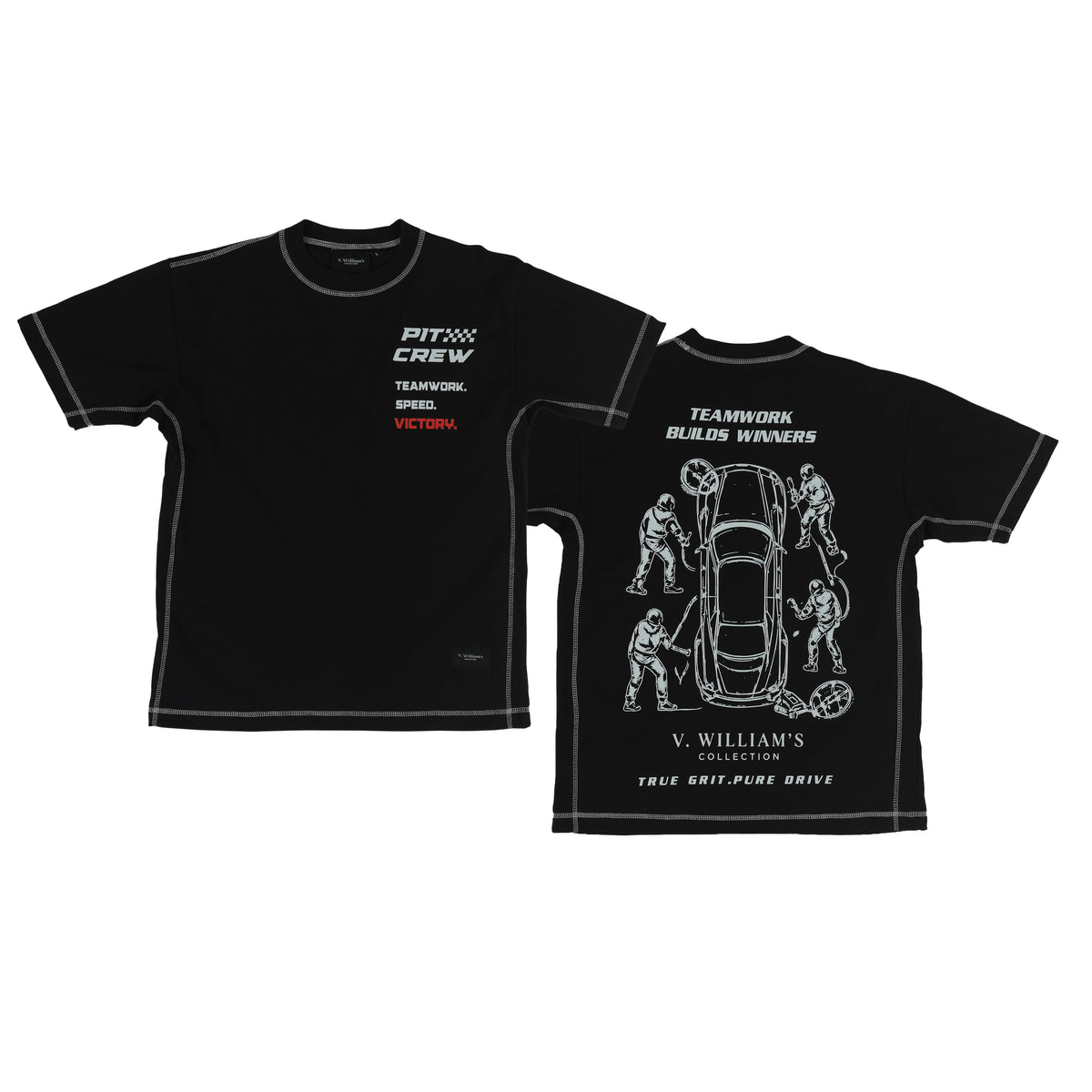 V. William's Heavy Cotton Racing Tees Sporty Fit Reverse Stitch