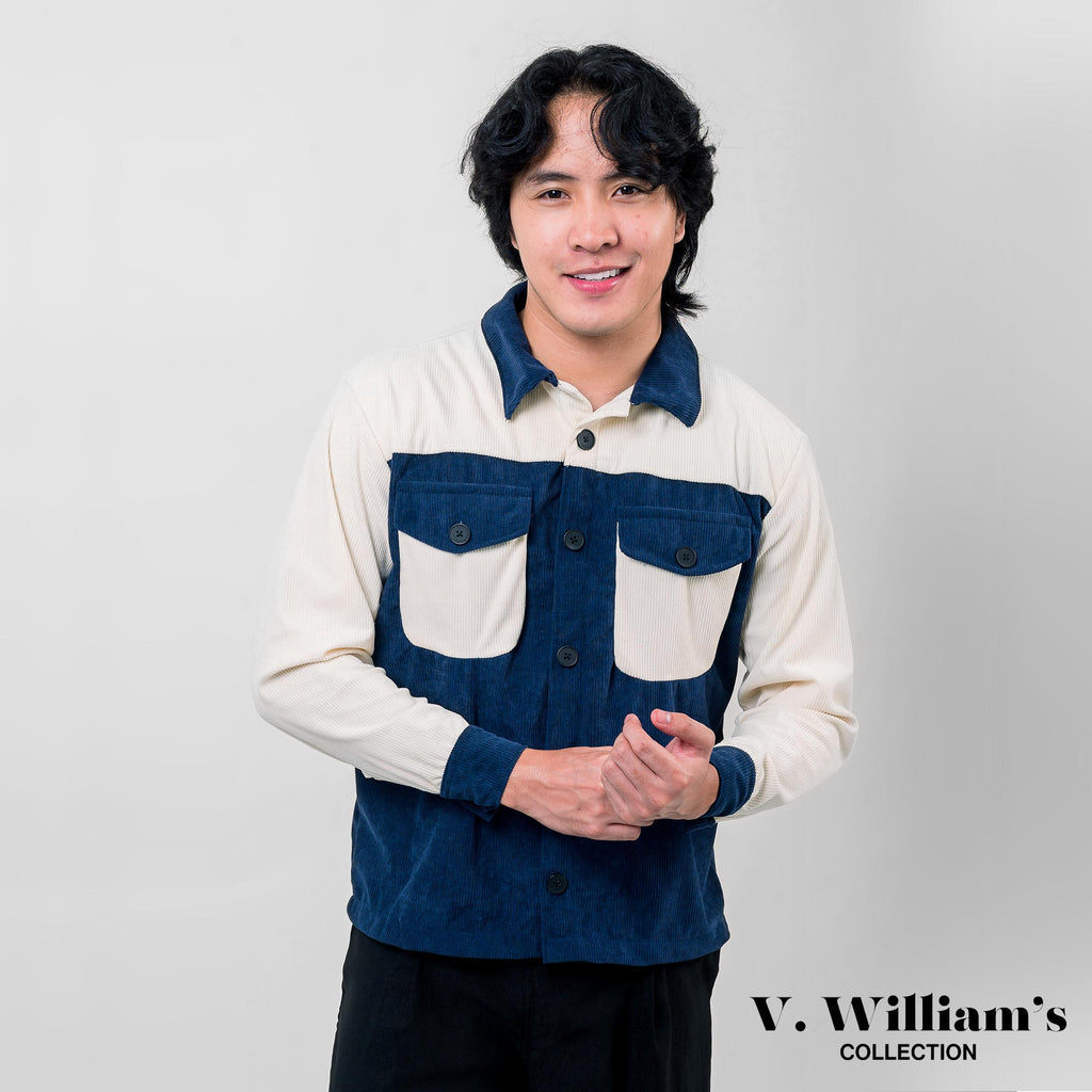 V. William's Curduroy Two-Tone Jacket Long Sleeves