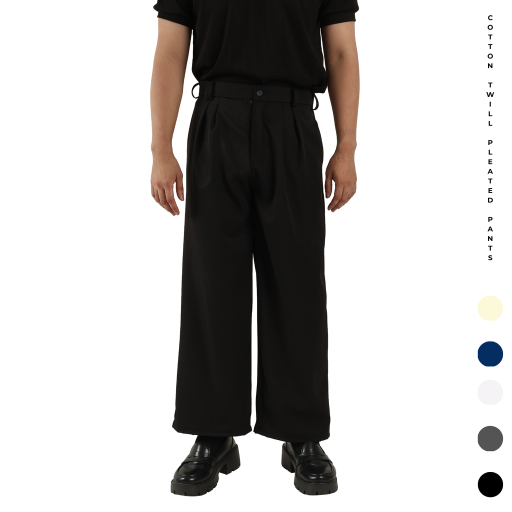 V. William's Cotton Twill Pleated Pants