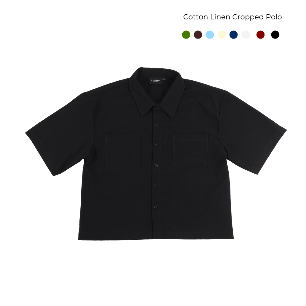 V. William's Linen Boxy Cropped Polo