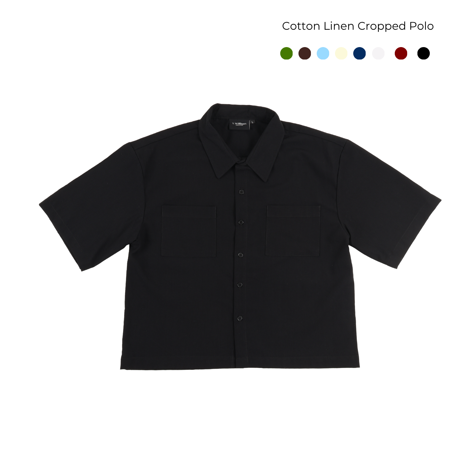 V. William's Linen Boxy Cropped Polo