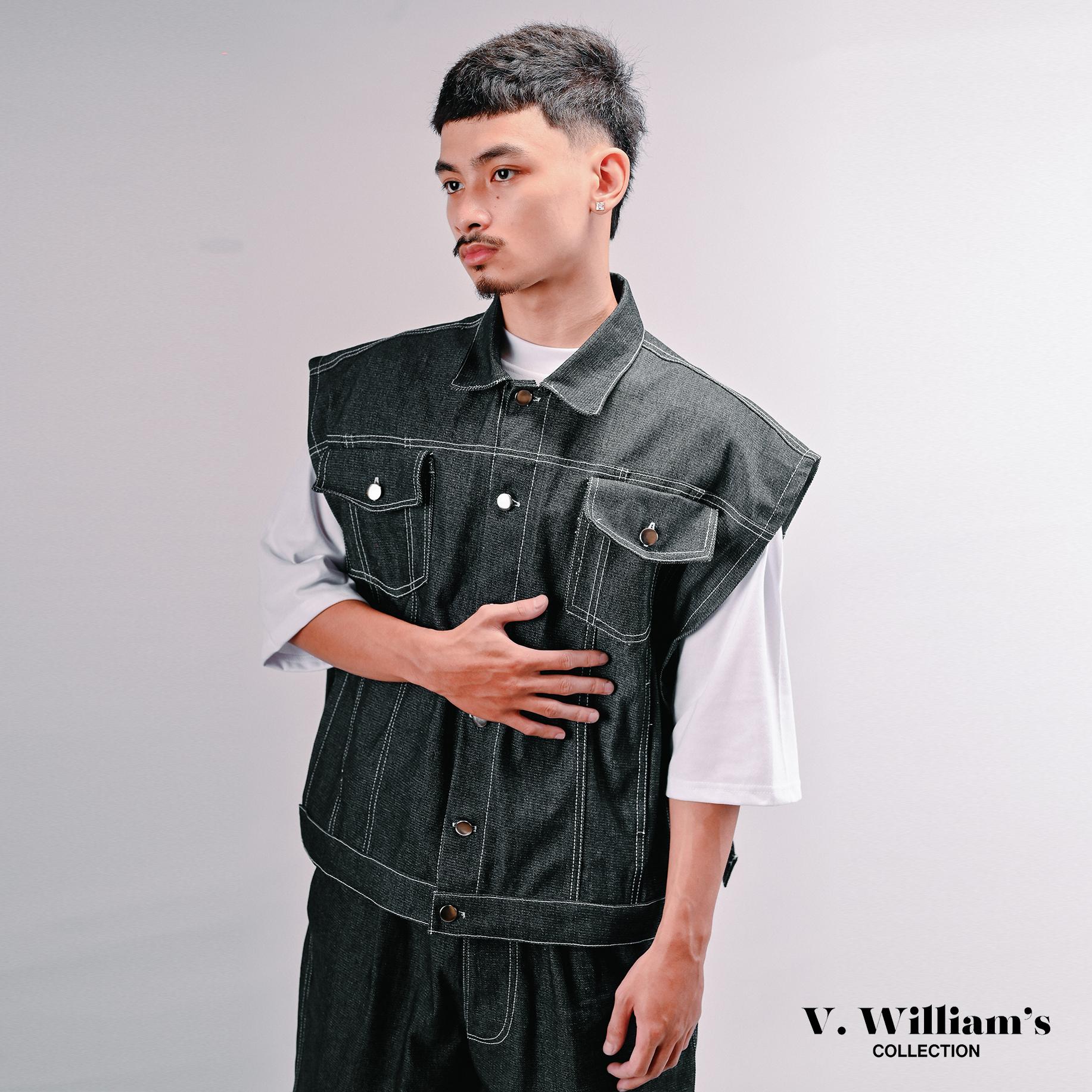 V. William's Raw Denim Cropped Vest