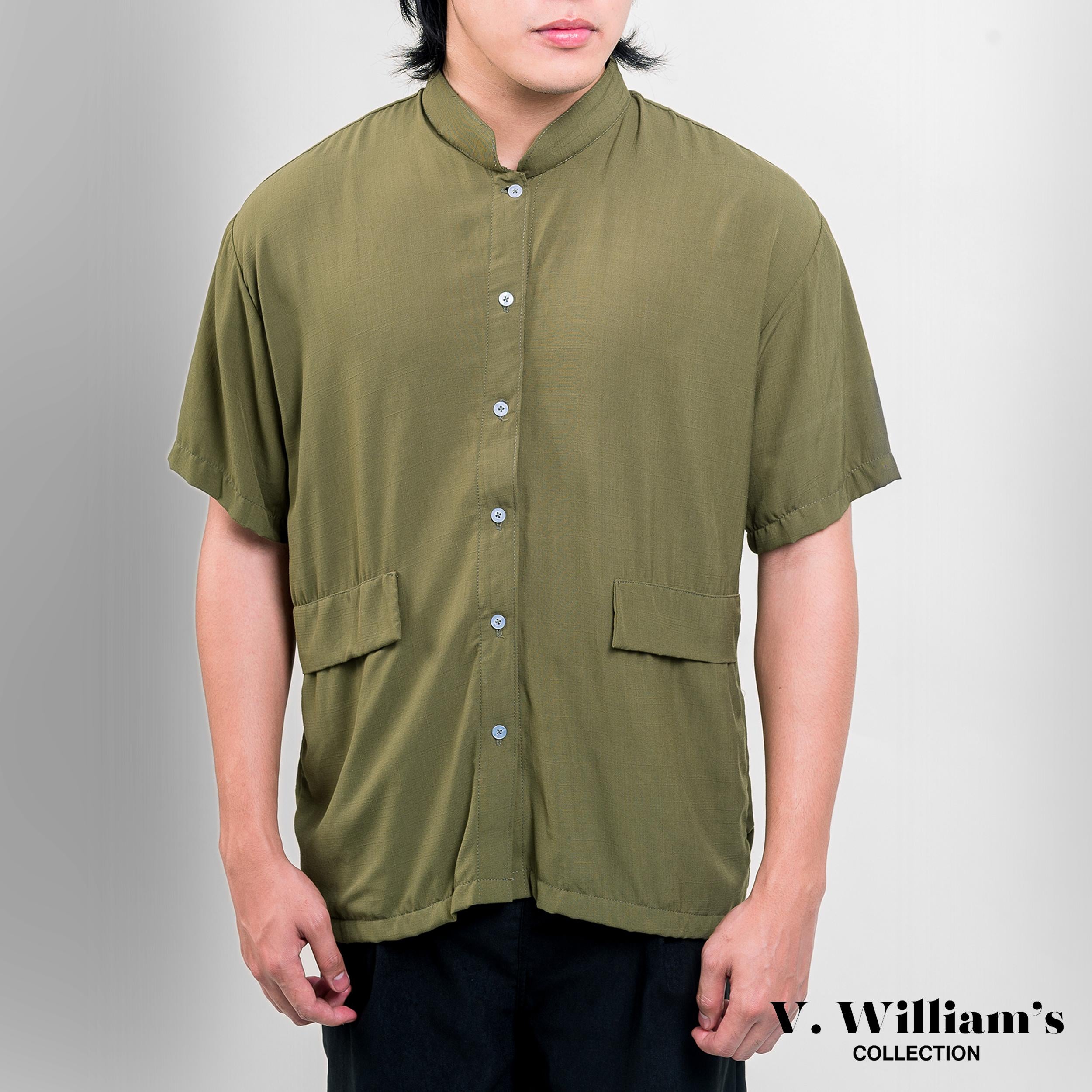 V. William's Mandarine Polo Chinese Collar Button Down