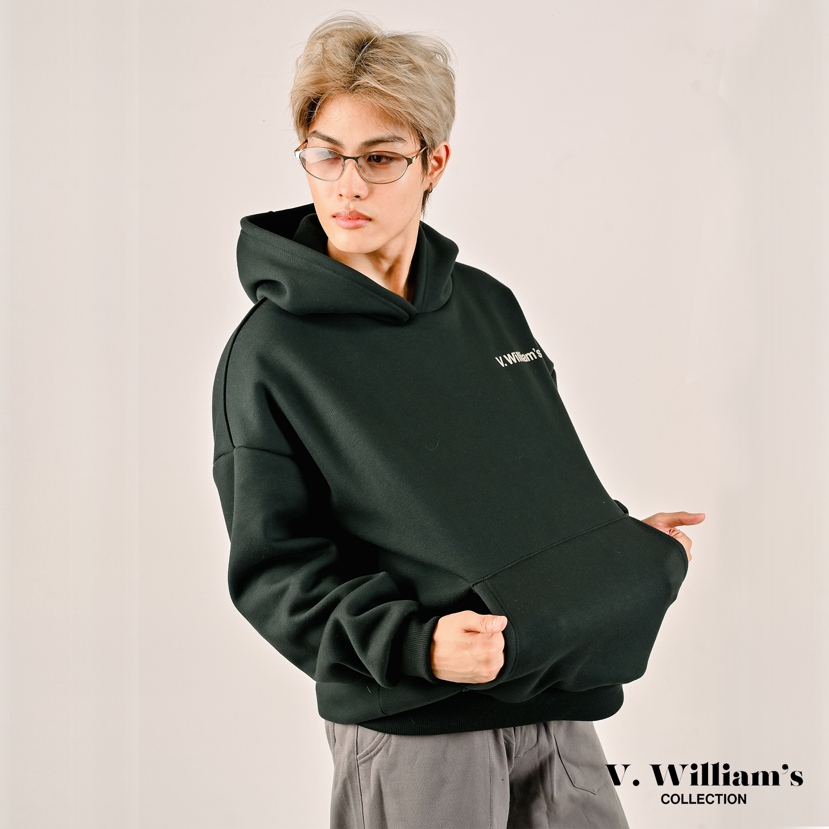 V. William's 400 GSM Cotton Terry Brush Hoodie with High Density Print