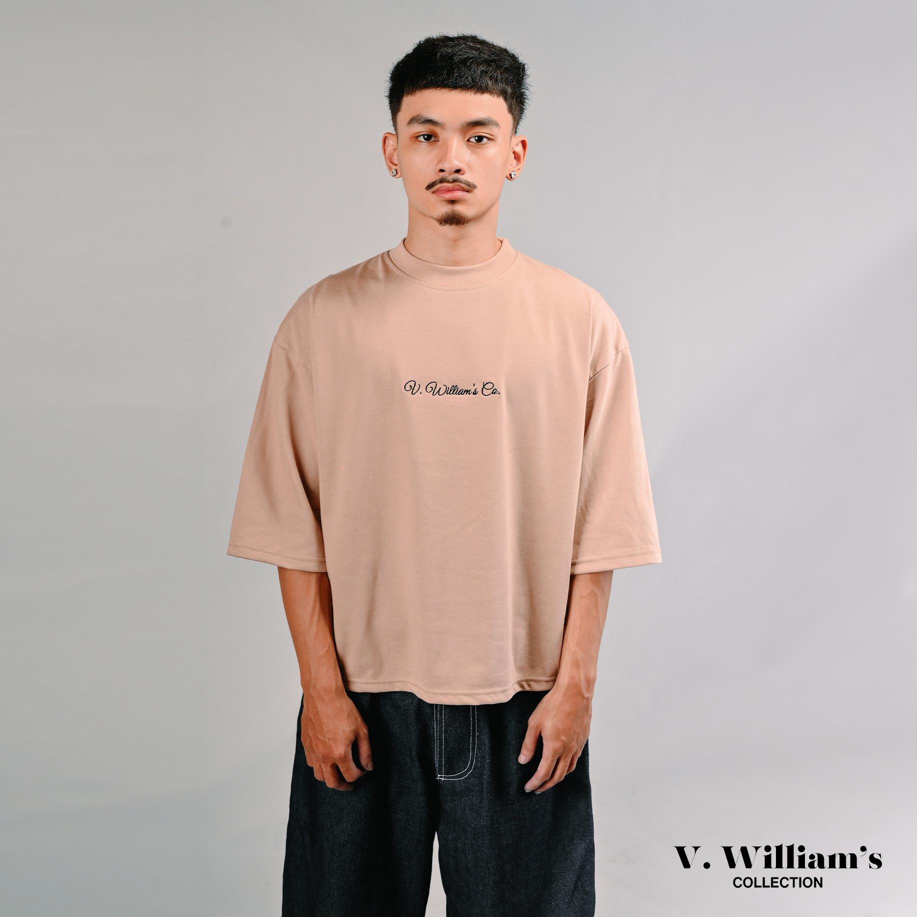 V. William's Premium Embroidered Boxy Cropped T-Shirt