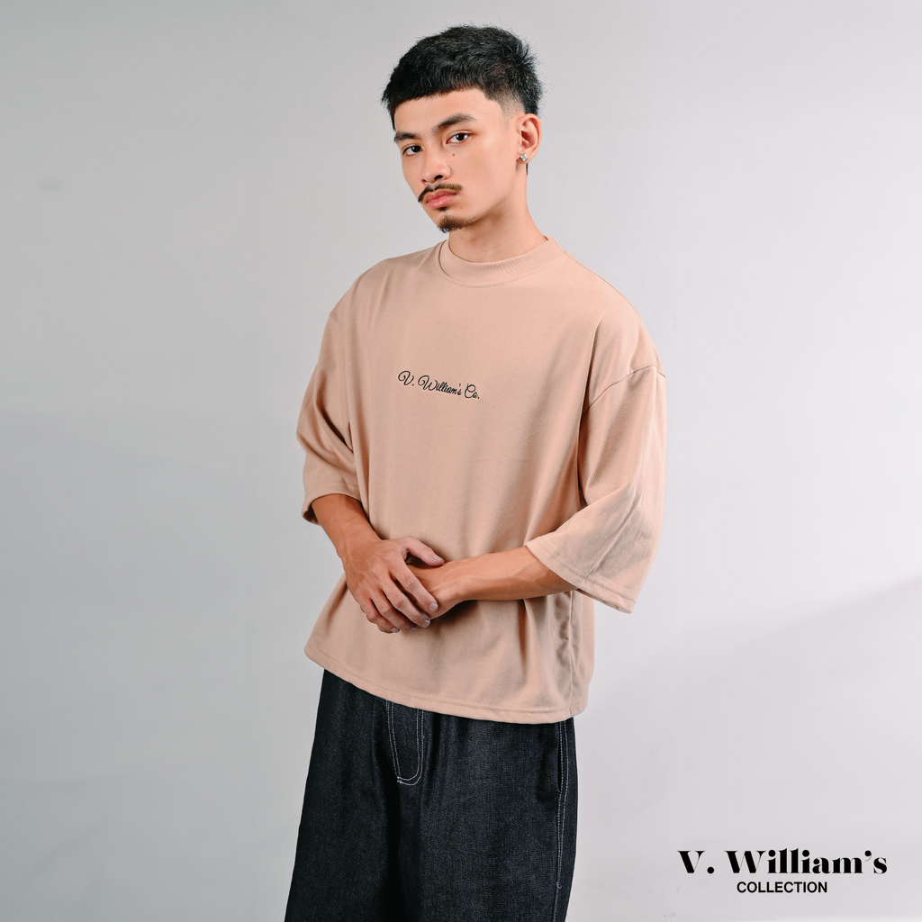V. William's Premium Embroidered Boxy Cropped T-Shirt