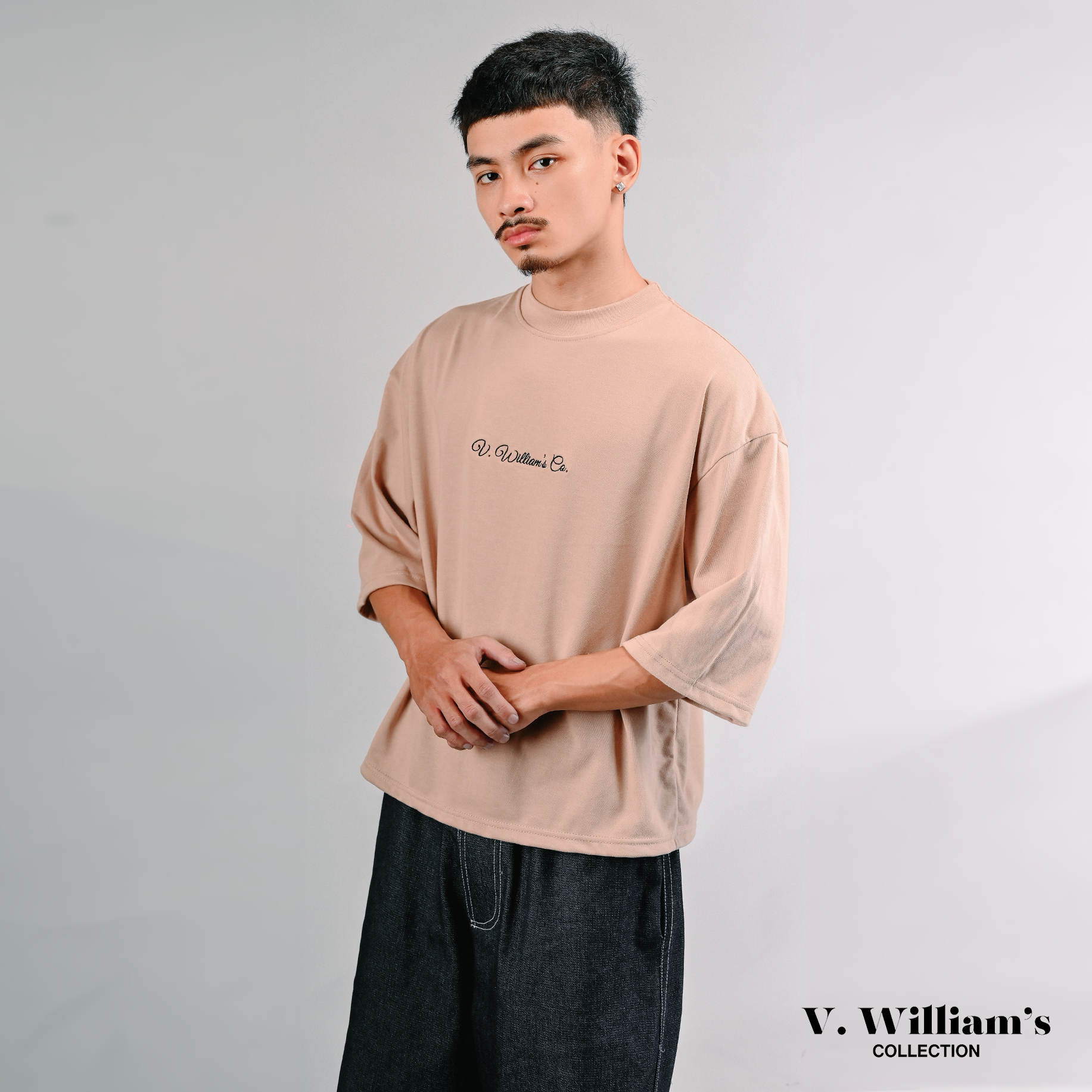 V. William's Premium Embroidered Boxy Cropped T-Shirt