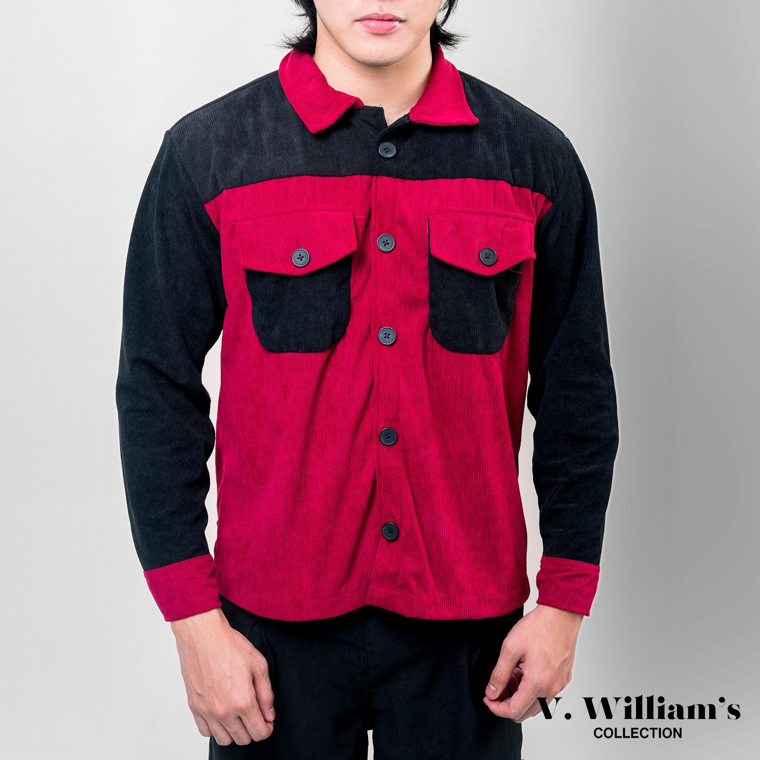 V. William's Curduroy Two-Tone Jacket Long Sleeves