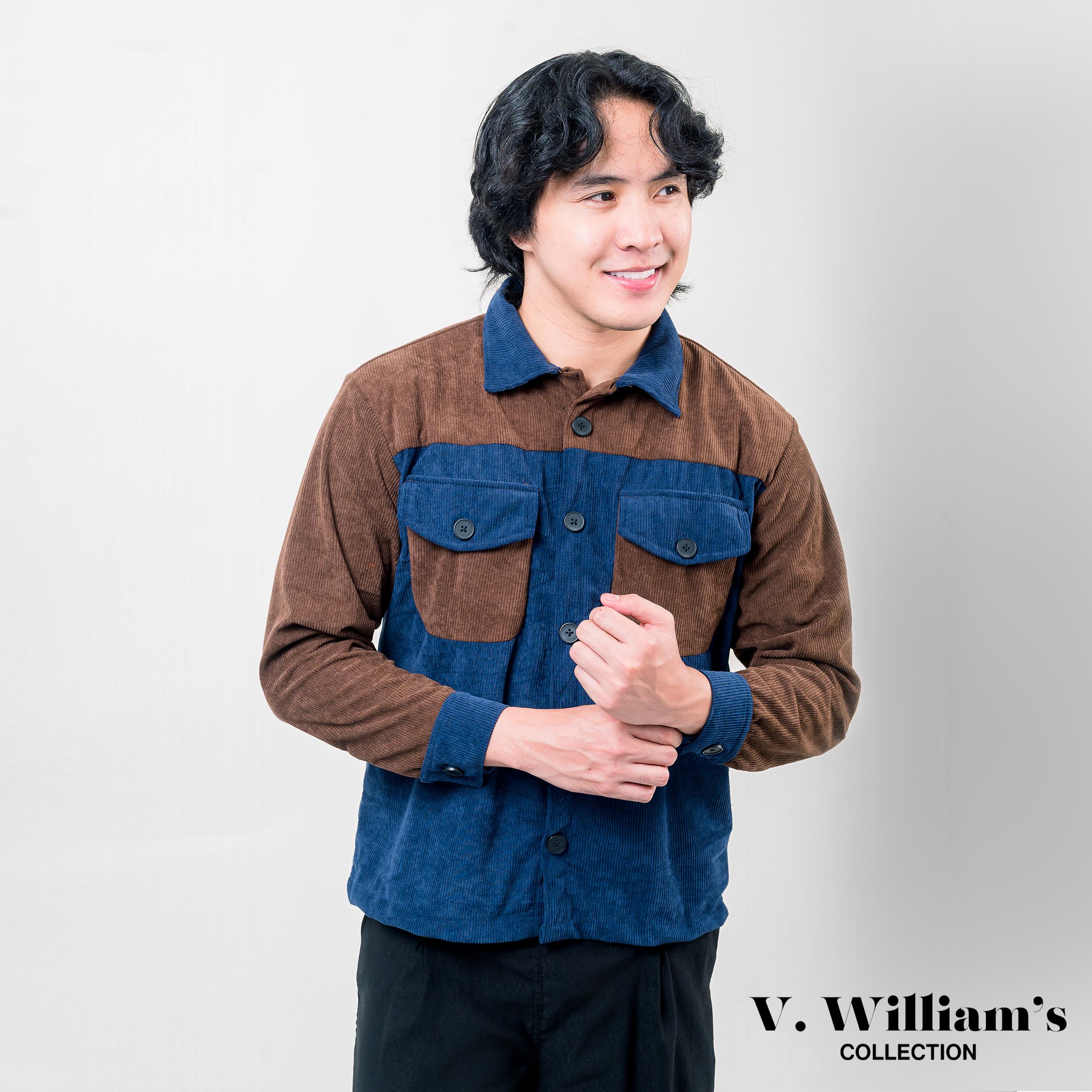 V. William's Curduroy Two-Tone Jacket Long Sleeves