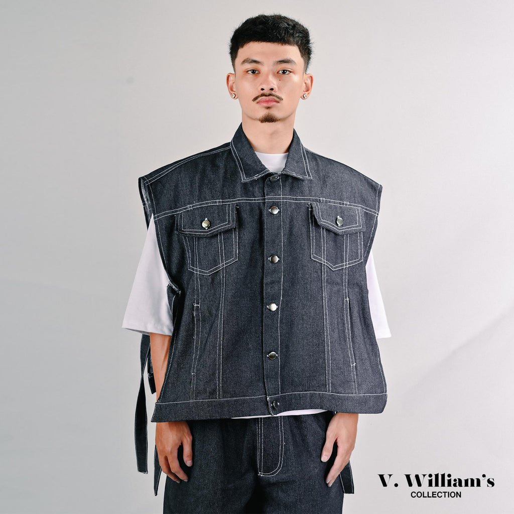 V. William's Raw Denim Cropped Vest
