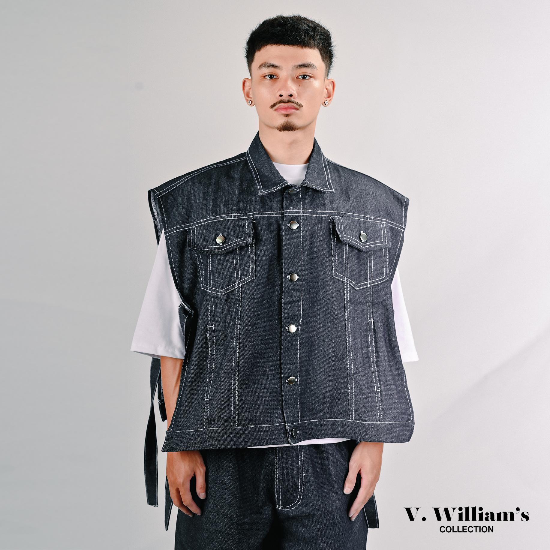V. William's Raw Denim Cropped Vest