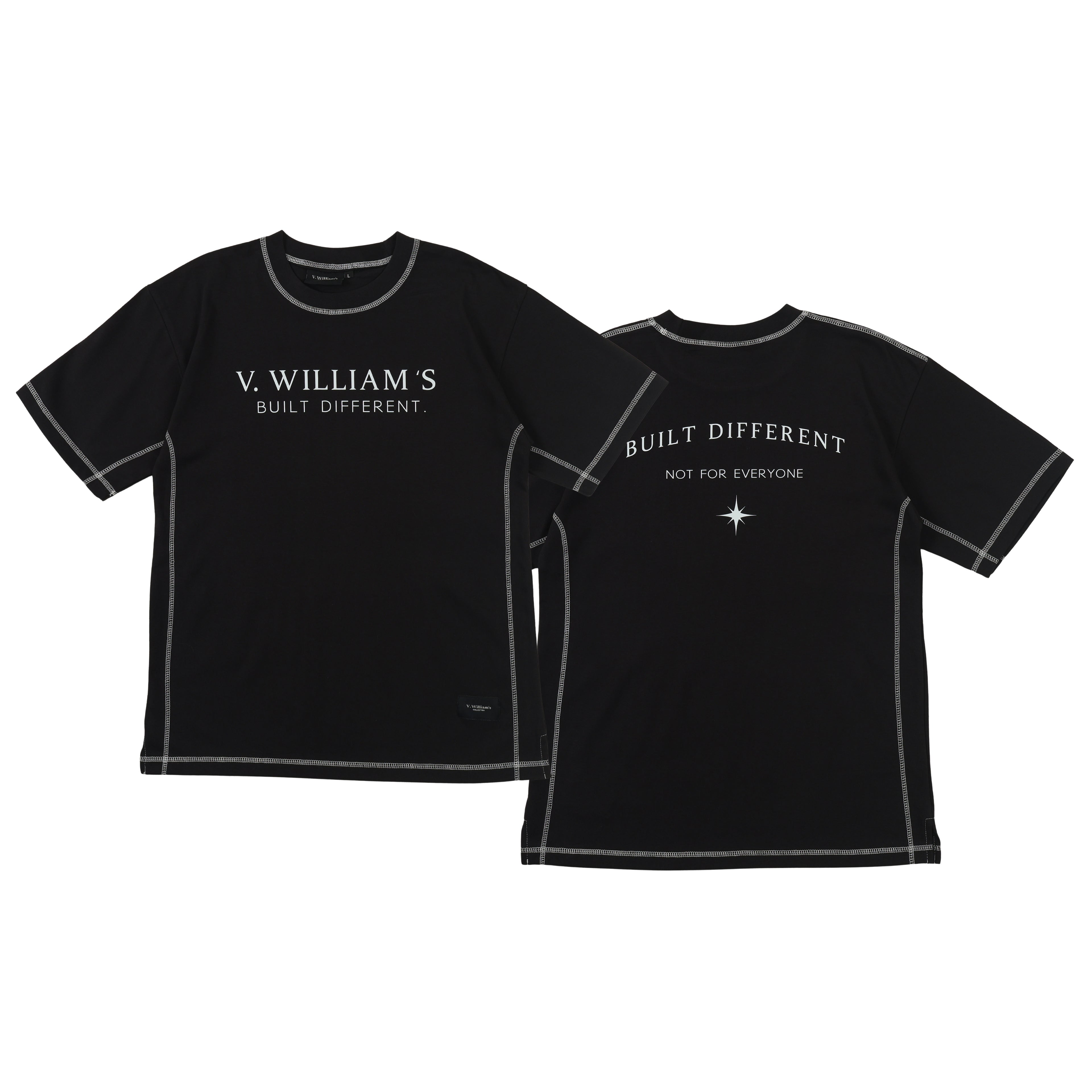 V. William's Heavy Cotton Oversized T-Shirt Reverse Stitch Graphic Front & Back Design