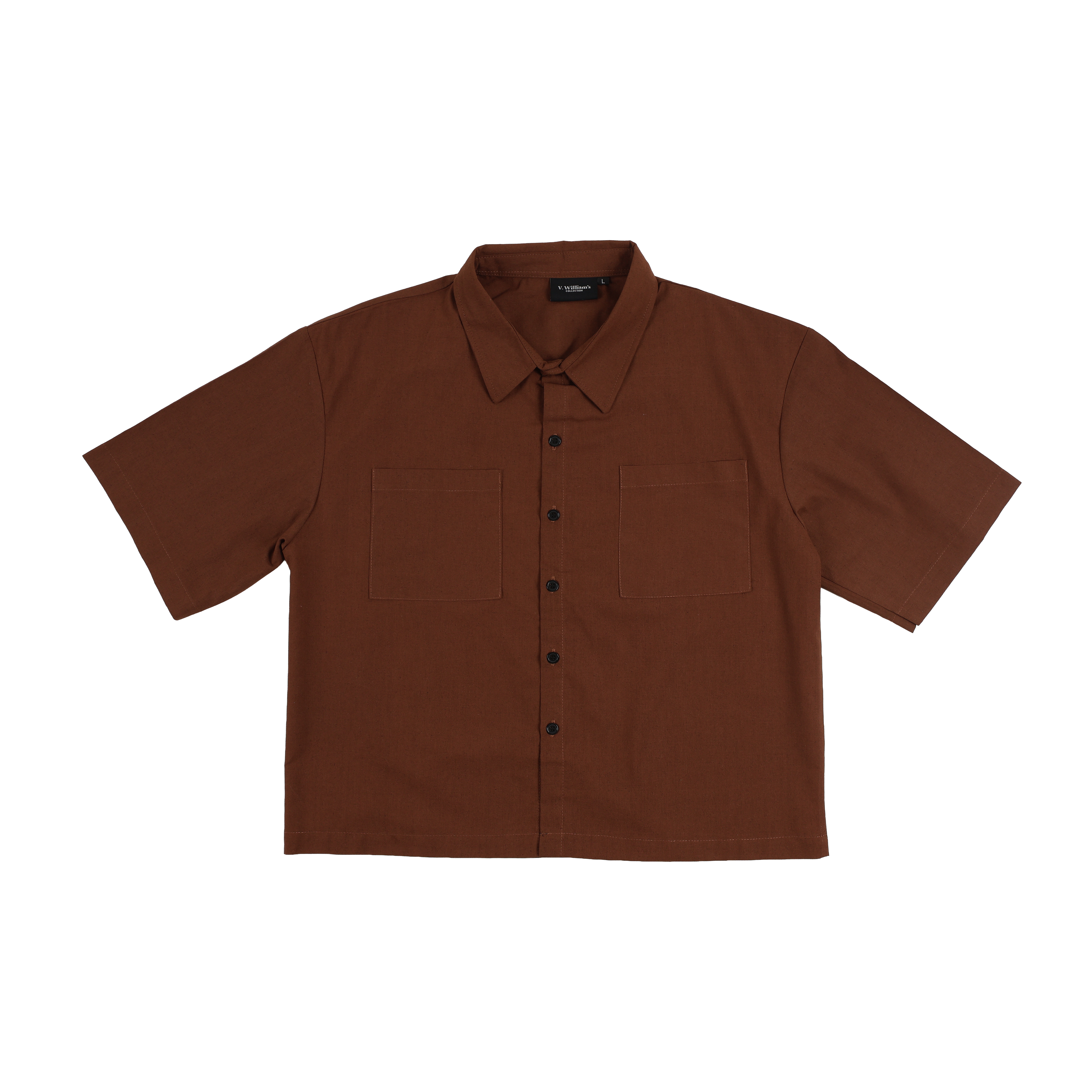 V. William's Linen Boxy Cropped Polo