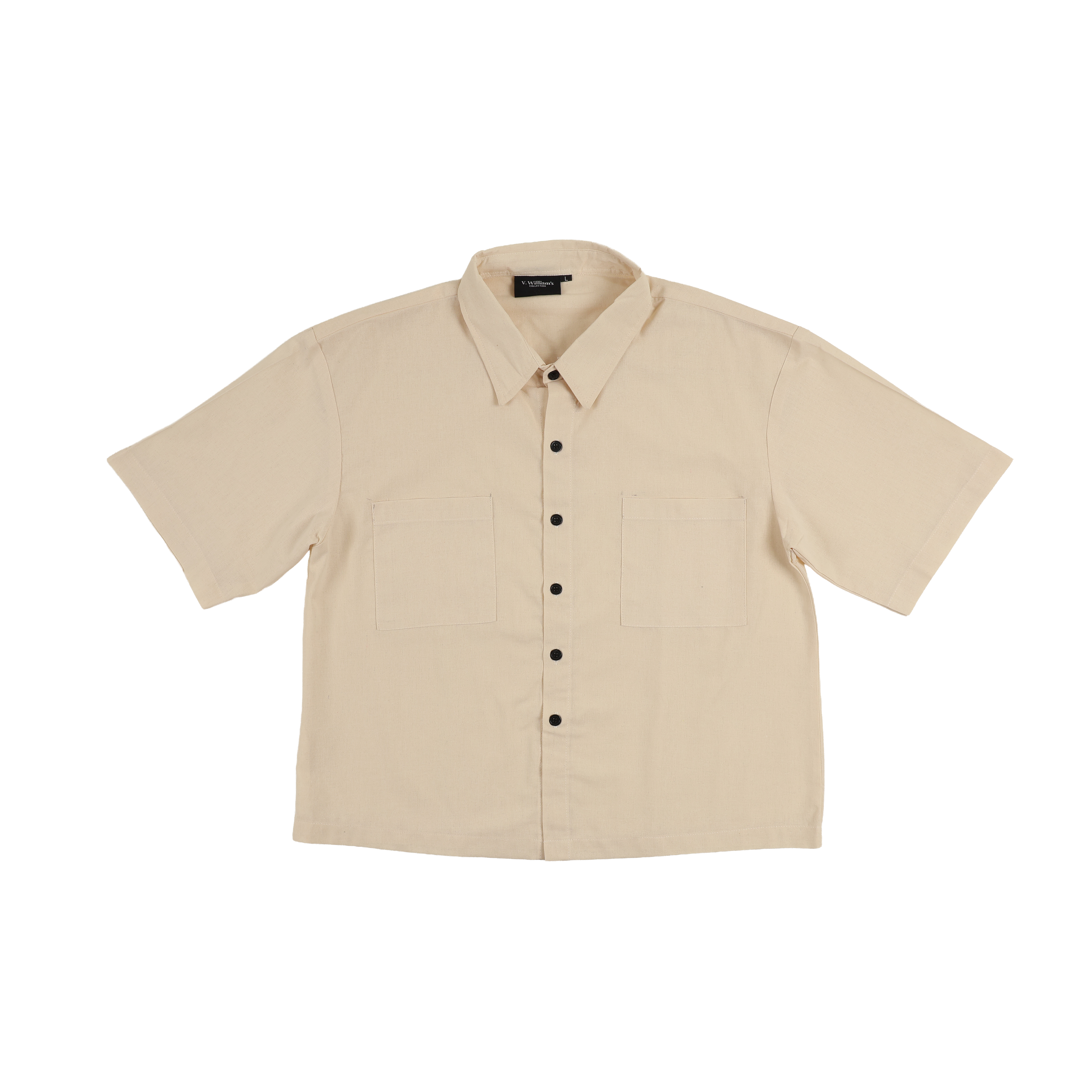 V. William's Linen Boxy Cropped Polo
