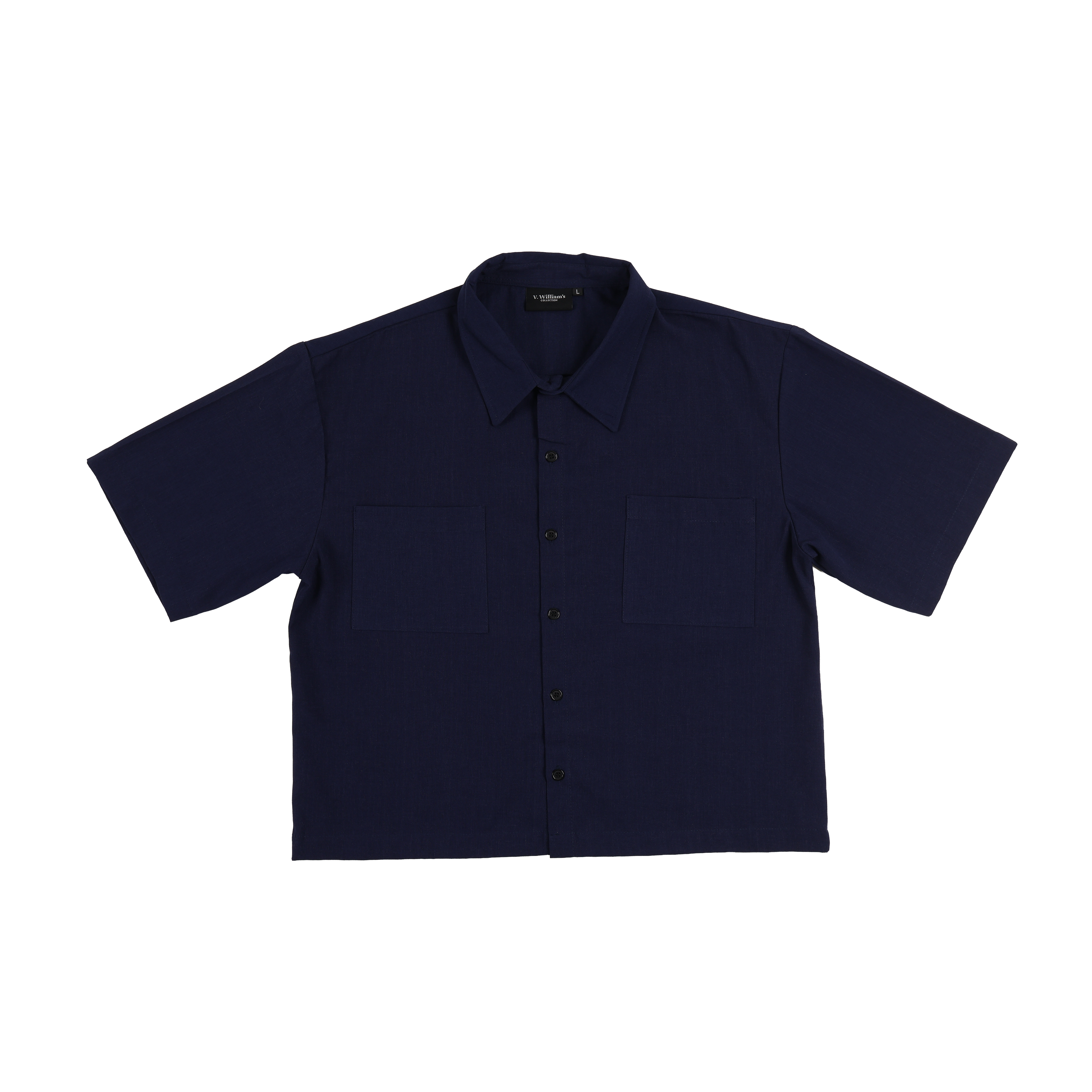 V. William's Linen Boxy Cropped Polo
