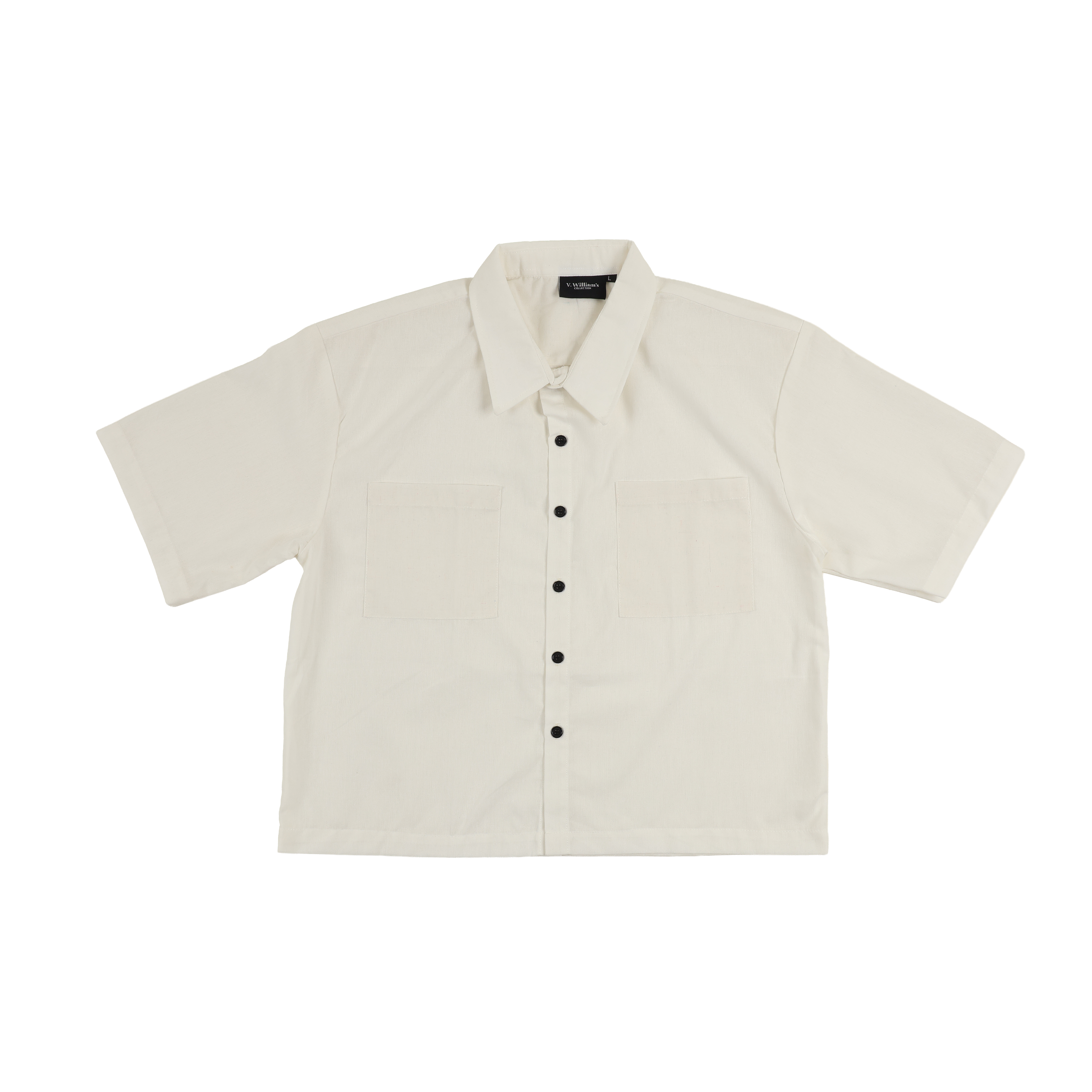 V. William's Linen Boxy Cropped Polo