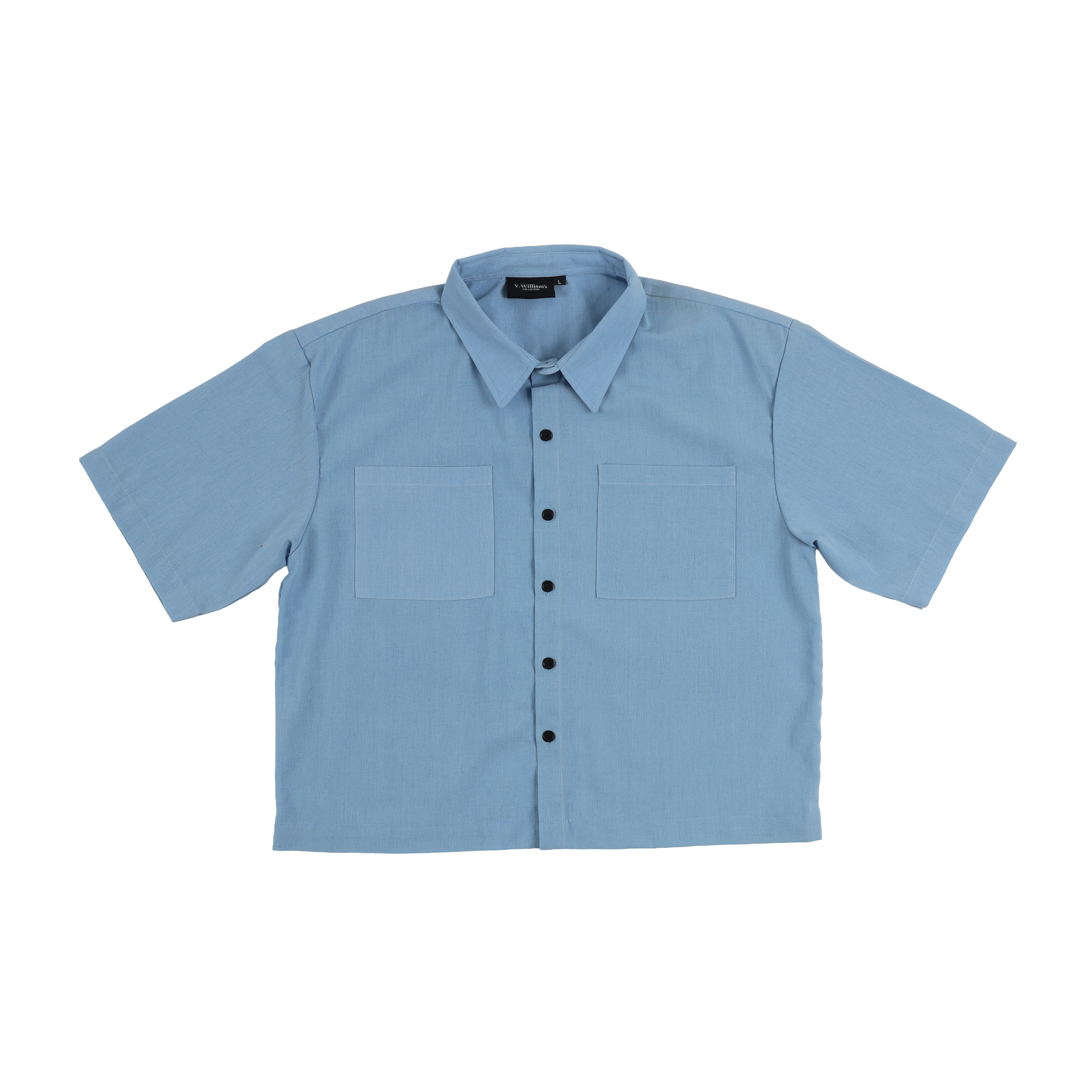 V. William's Linen Boxy Cropped Polo