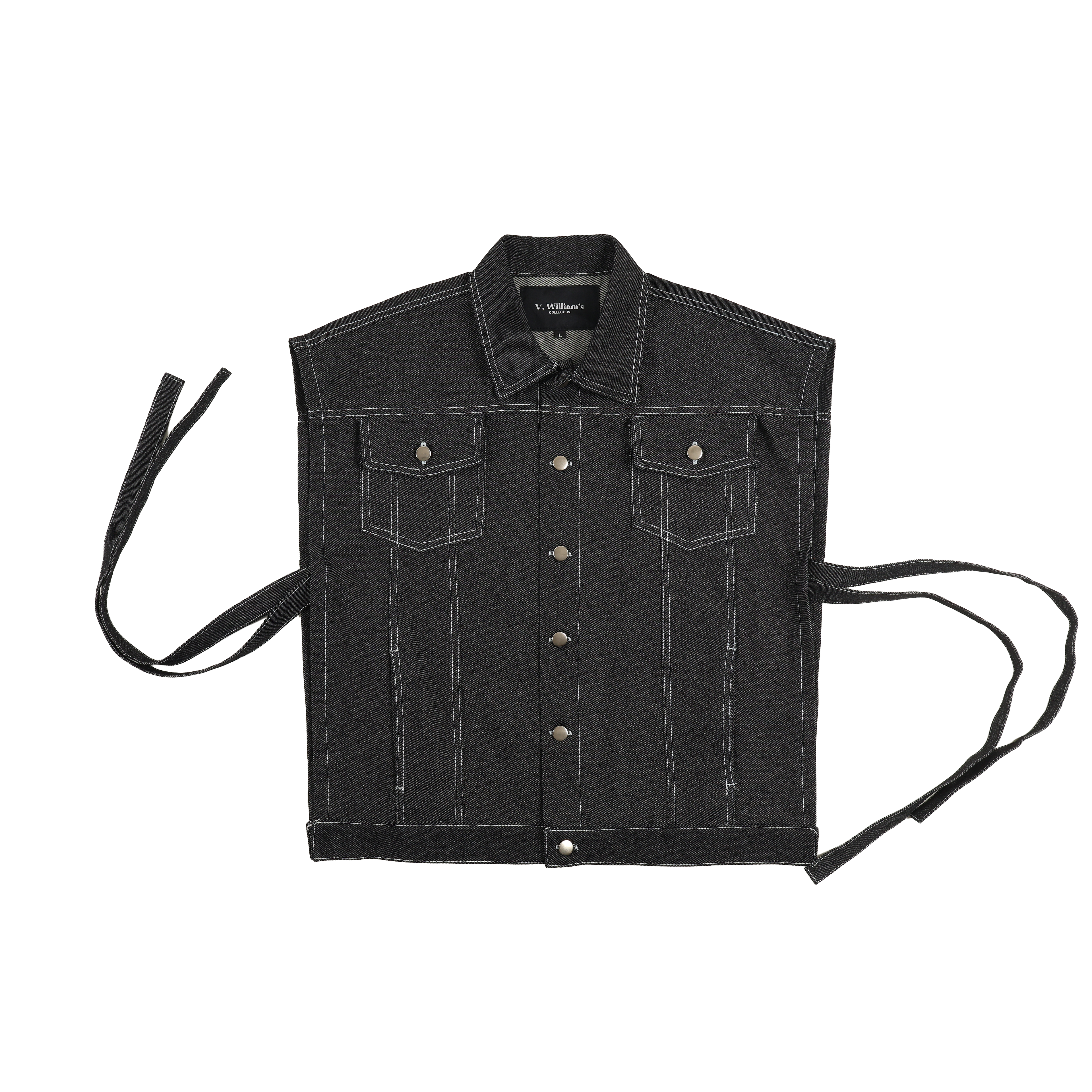 V. William's Raw Denim Cropped Vest