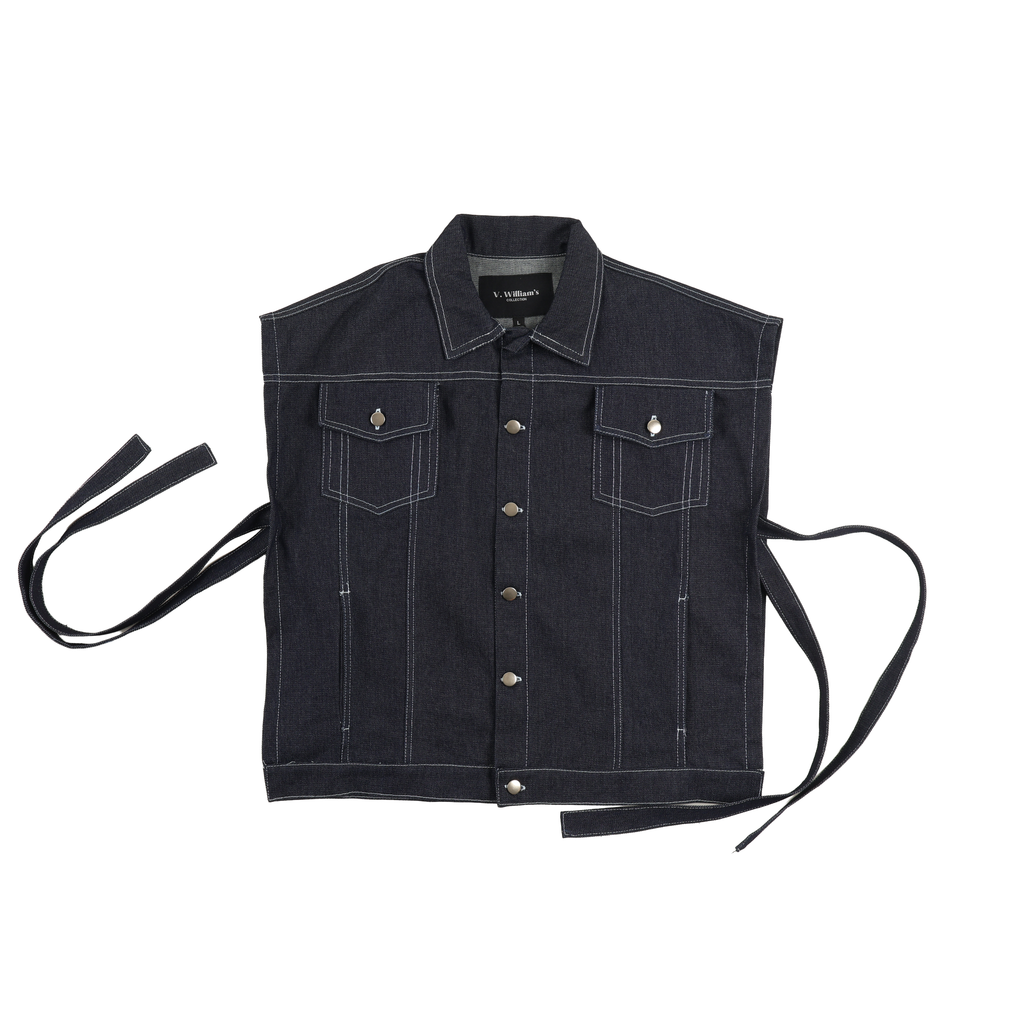 V. William's Raw Denim Cropped Vest