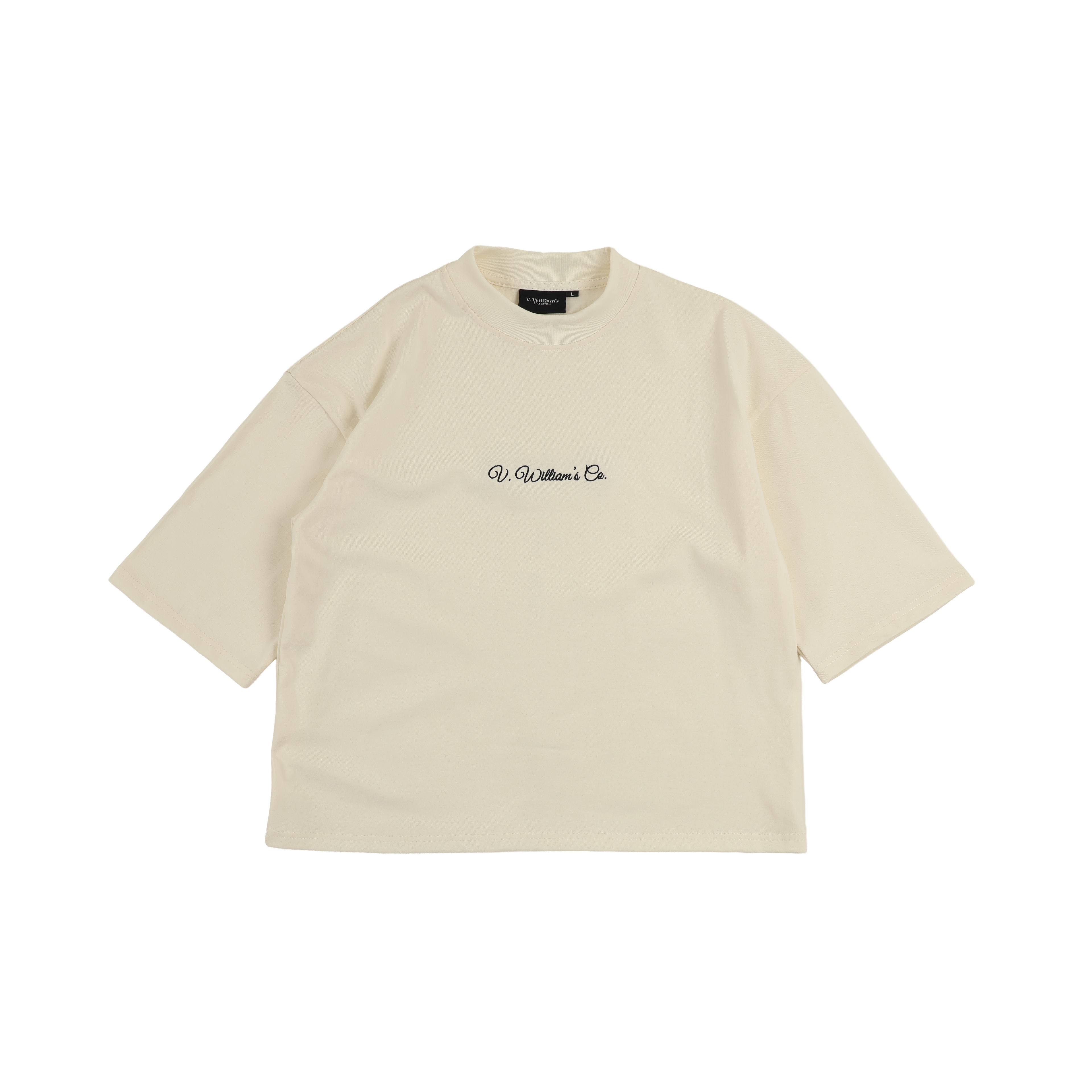 V. William's Signature Embroidered Boxy Cropped T-Shirt