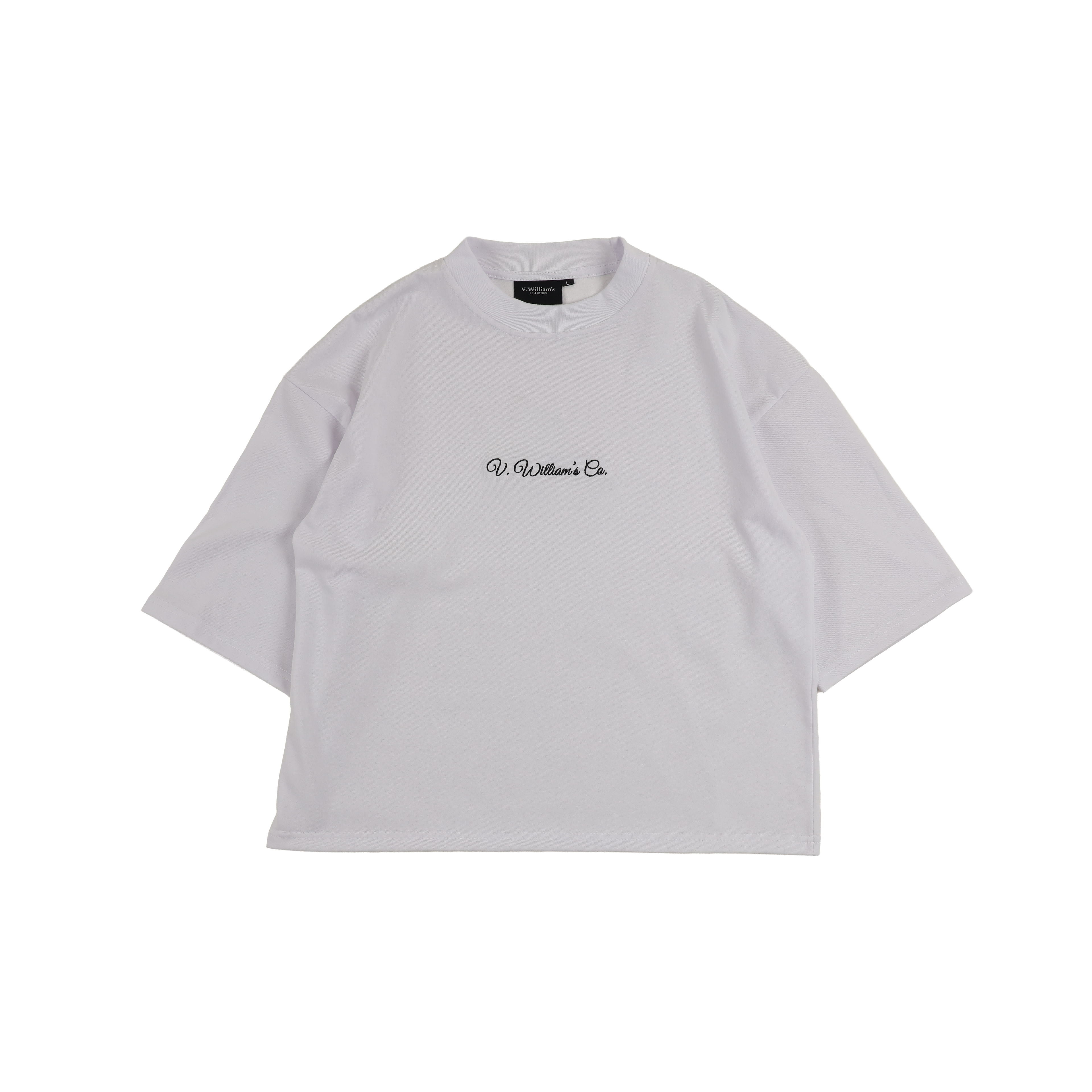 V. William's Signature Embroidered Boxy Cropped T-Shirt