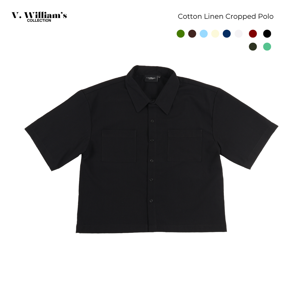 V. William's Linen Boxy Cropped Polo